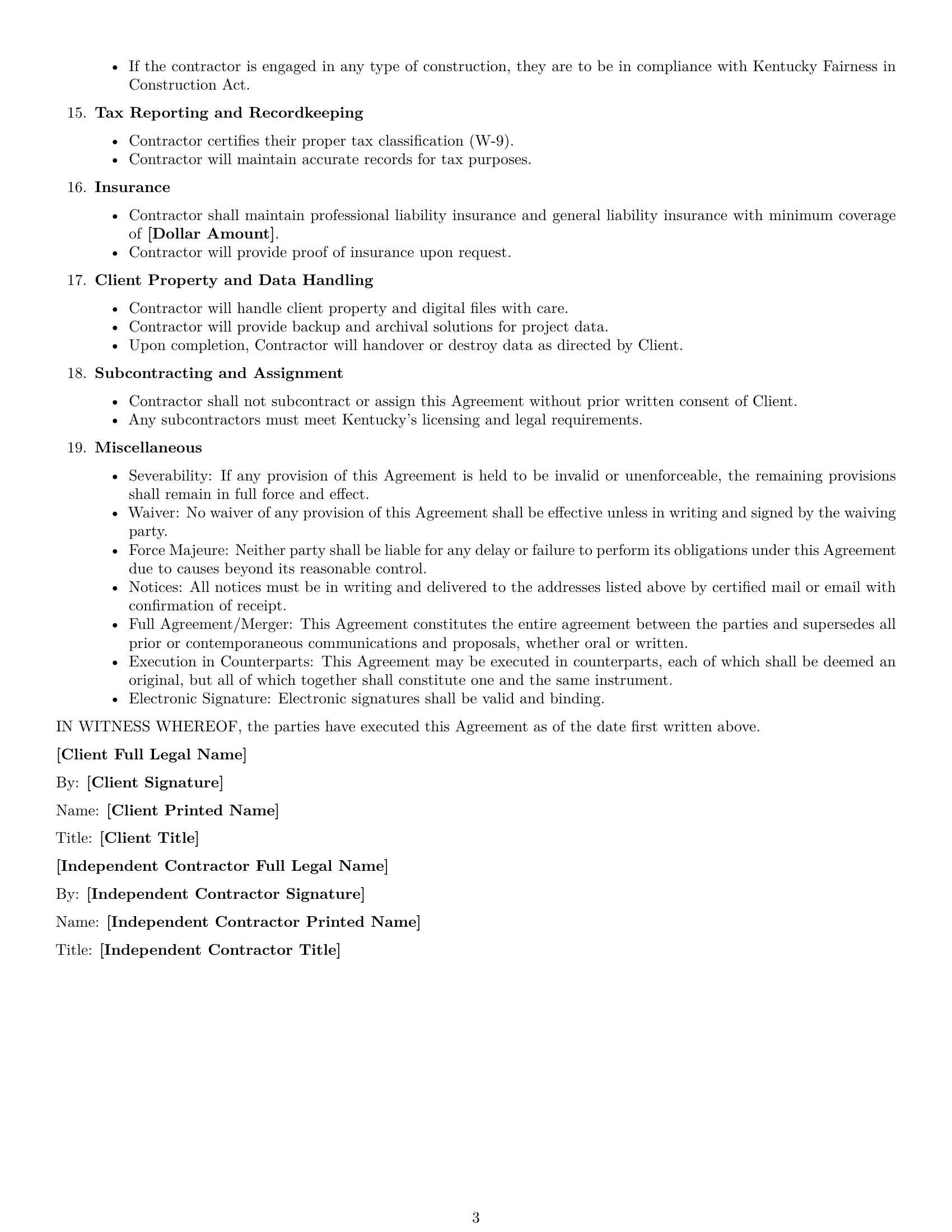 Preview page 3 of Free Kentucky design independent contractor agreement template