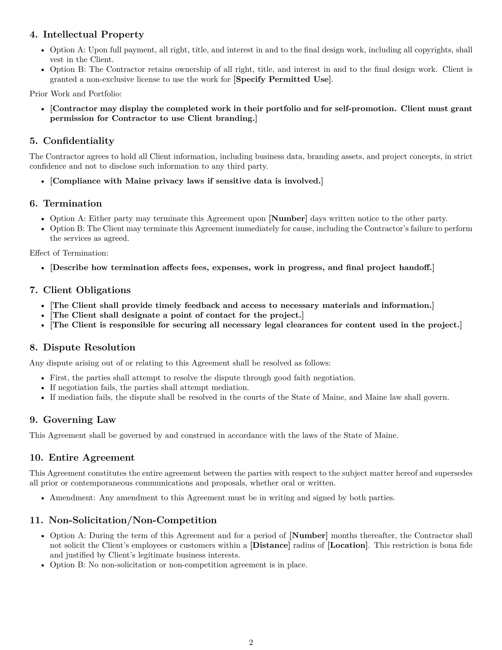 Preview page 2 of Free Maine design independent contractor agreement template