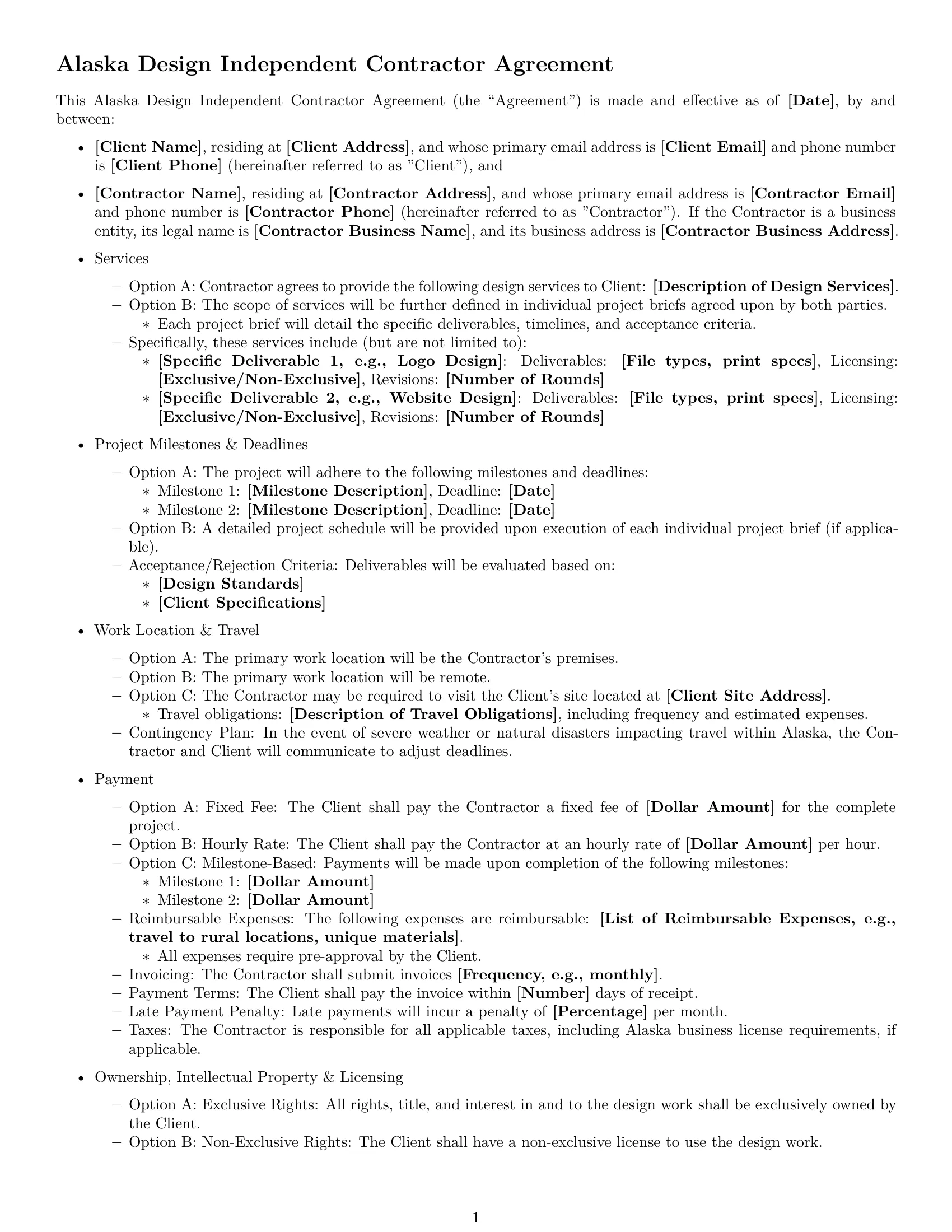 Preview page 1 of Free Alaska design independent contractor agreement template