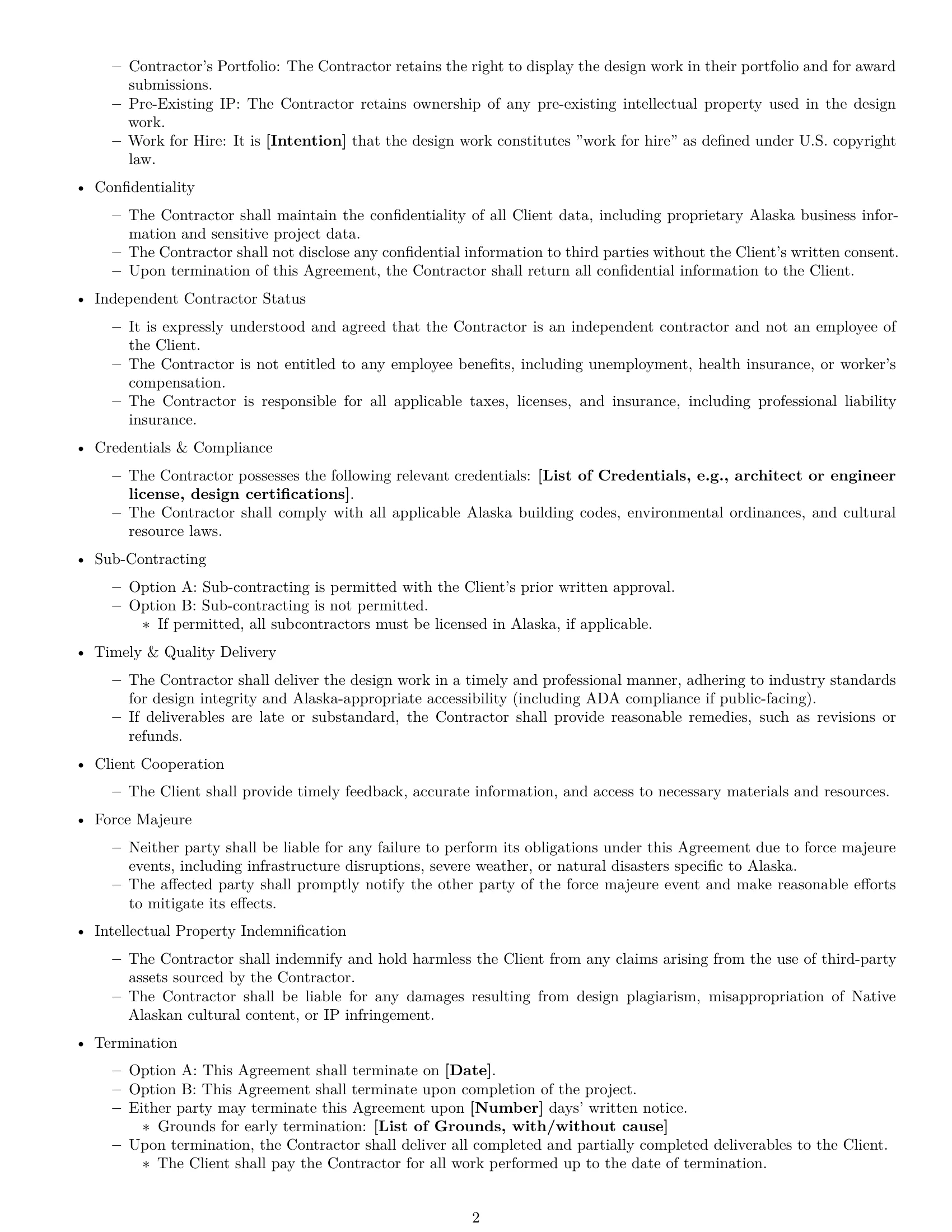 Preview page 2 of Free Alaska design independent contractor agreement template