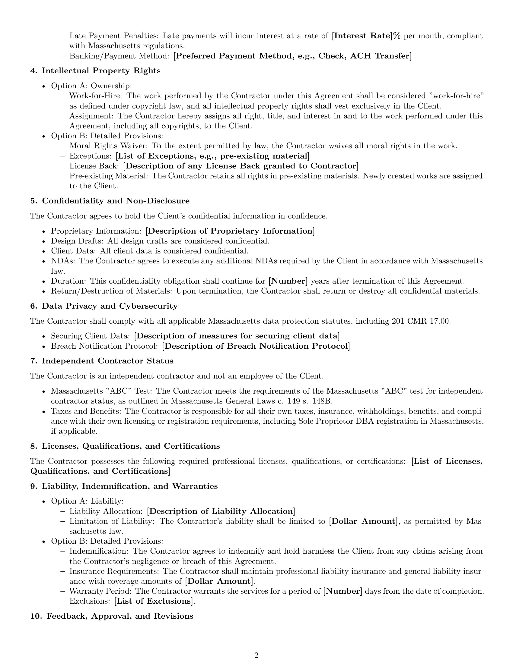 Preview page 2 of Free Massachusetts design independent contractor agreement template