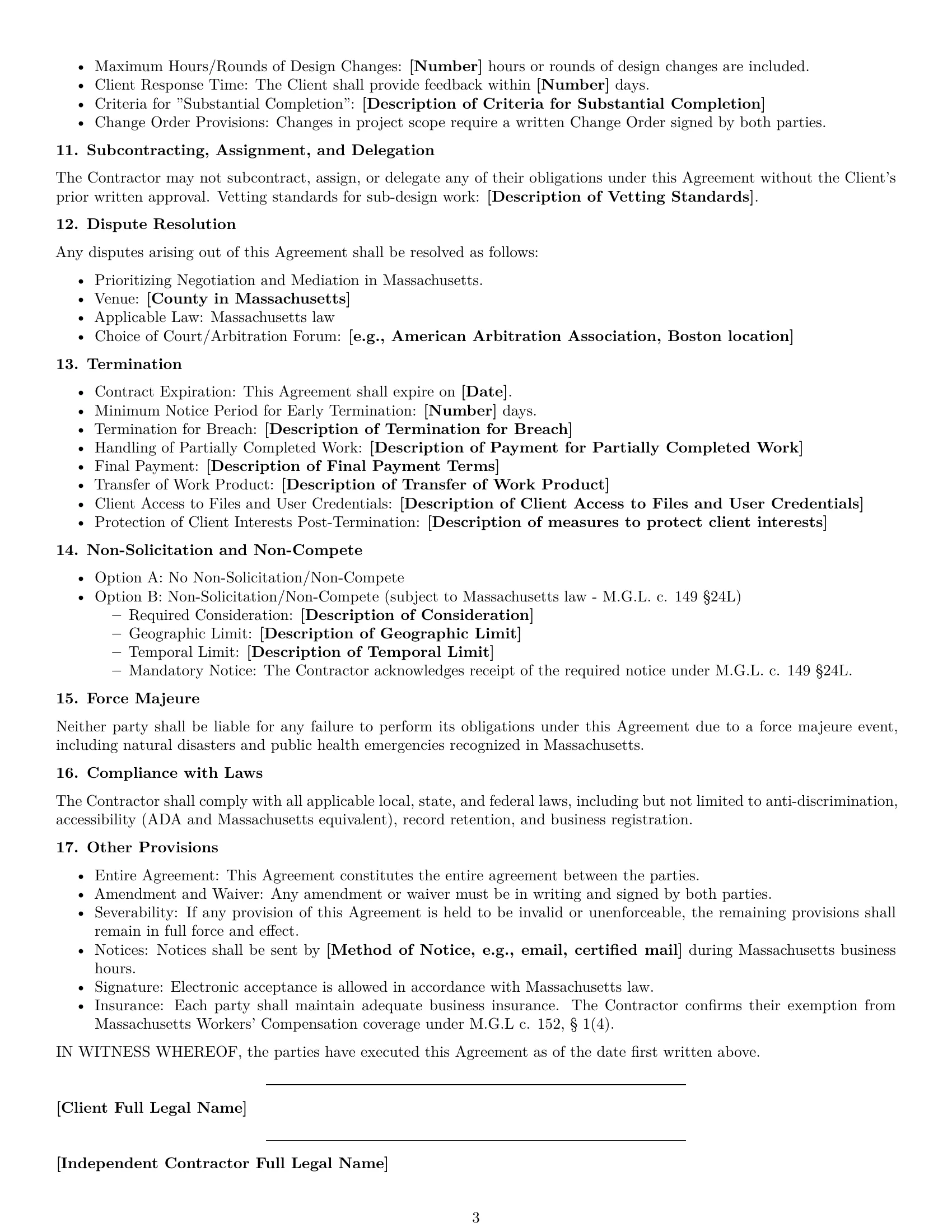Preview page 3 of Free Massachusetts design independent contractor agreement template