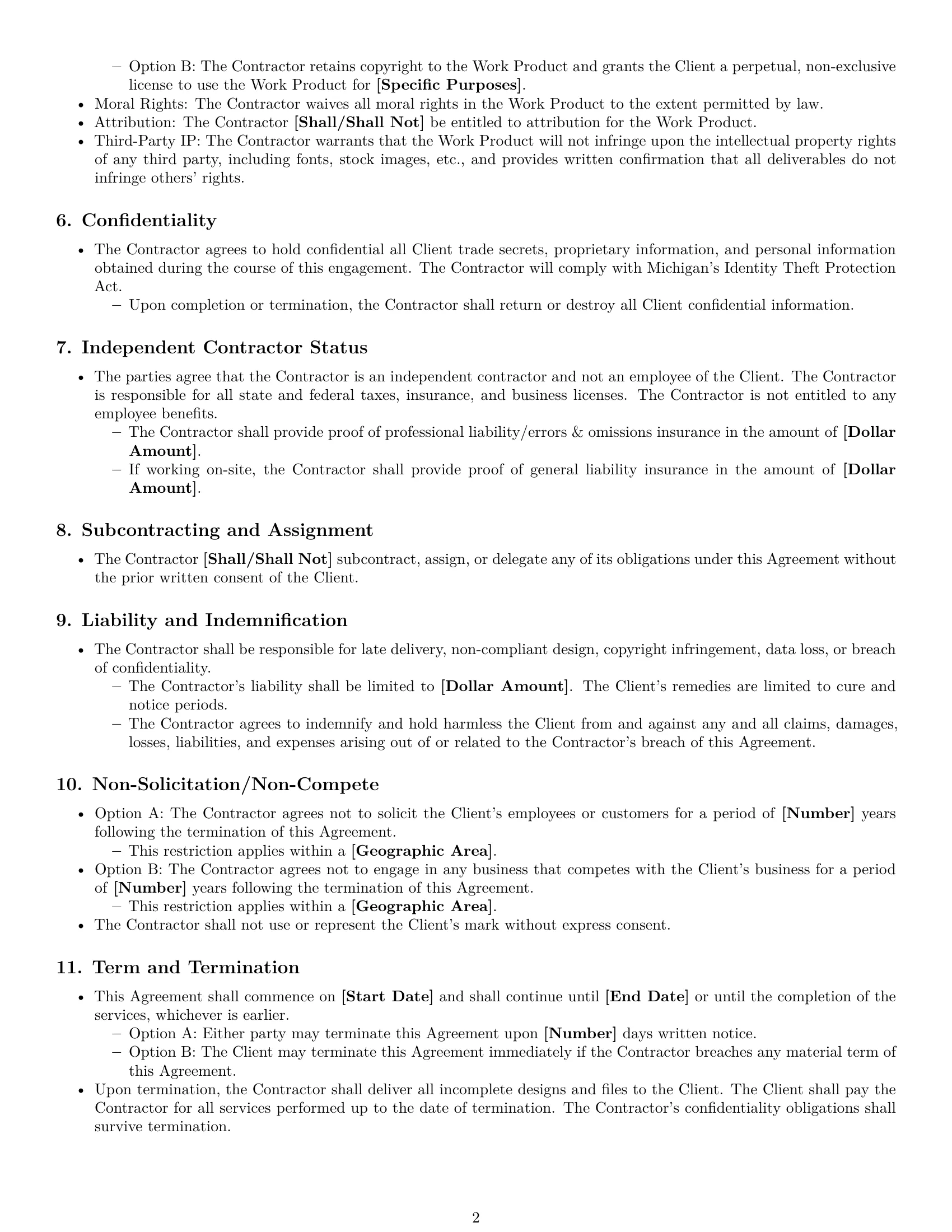 Preview page 2 of Free Michigan design independent contractor agreement template