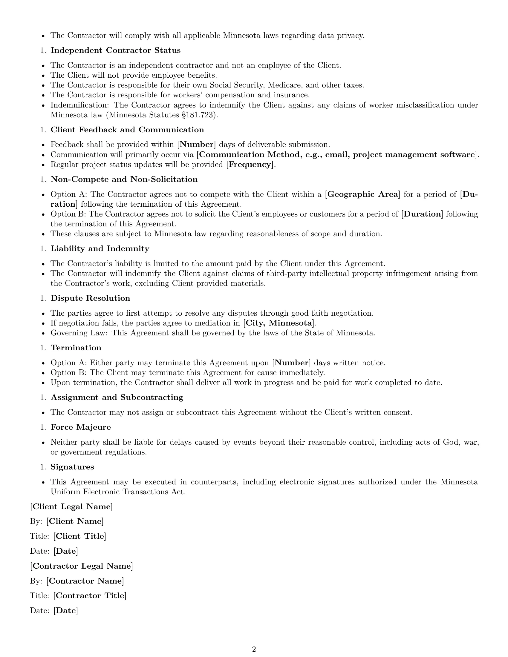 Preview page 2 of Free Minnesota design independent contractor agreement template