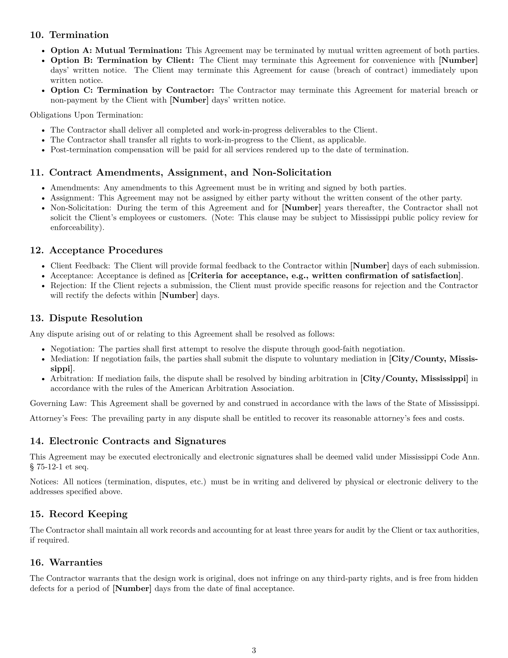 Preview page 3 of Free Mississippi design independent contractor agreement template