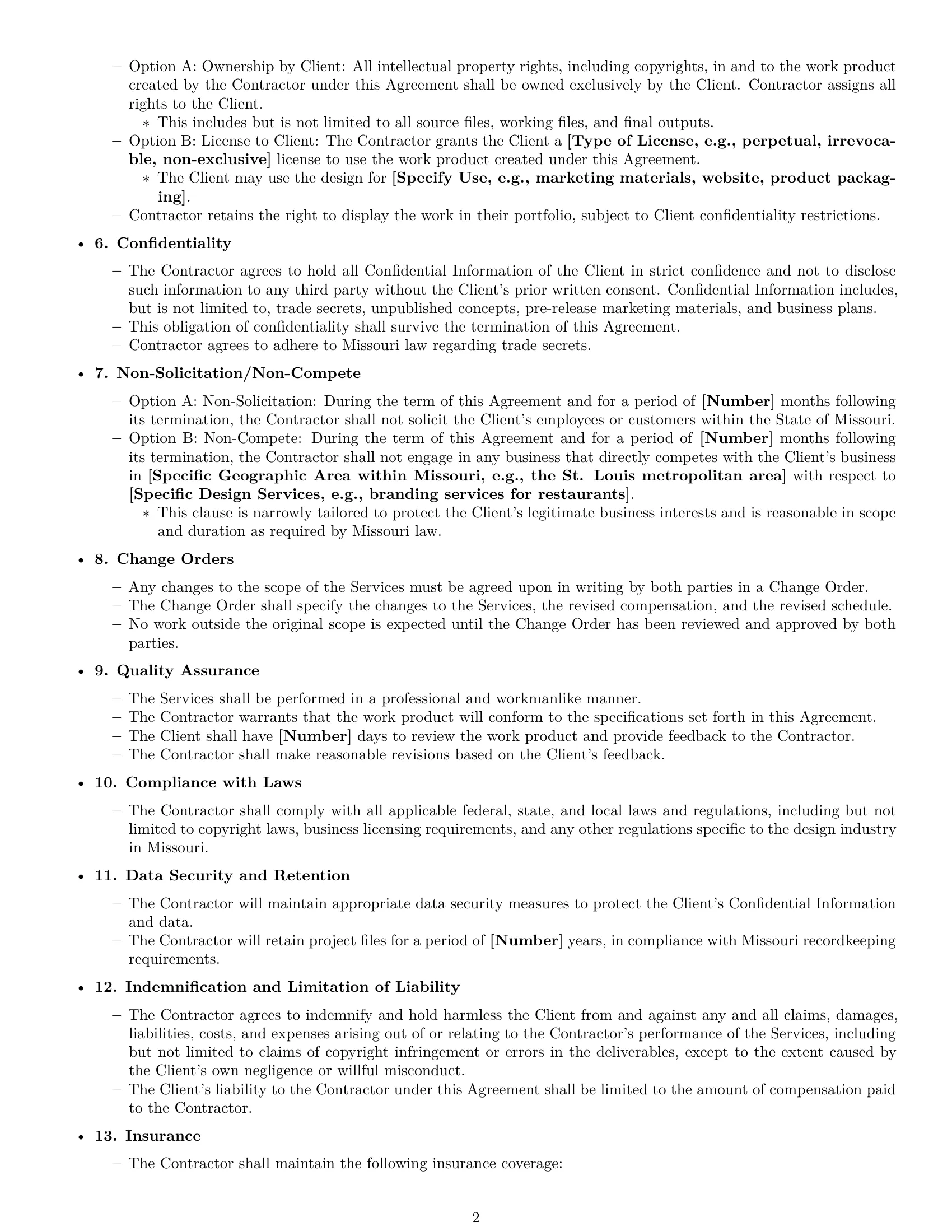 Preview page 2 of Free Missouri design independent contractor agreement template