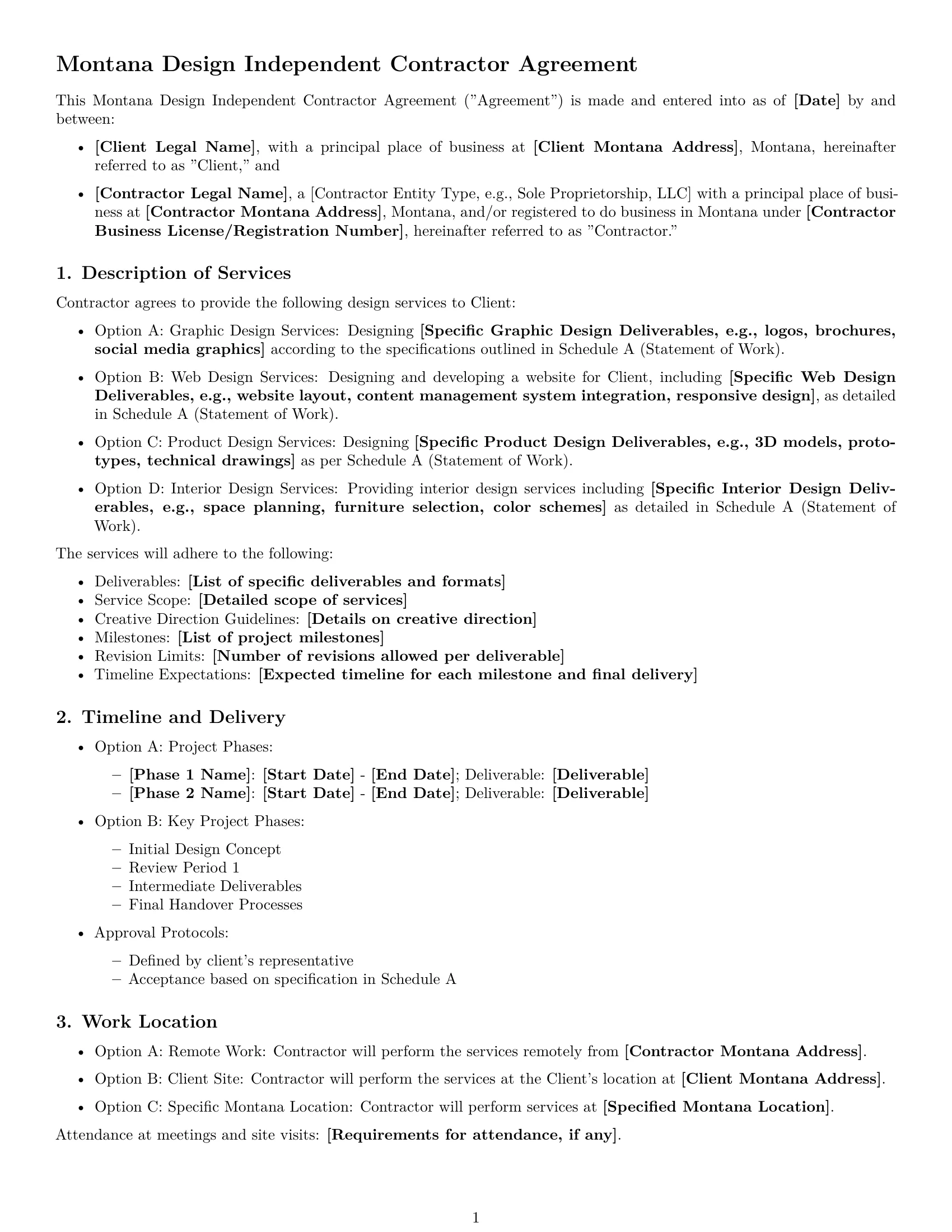 Preview page 1 of Free Montana design independent contractor agreement template
