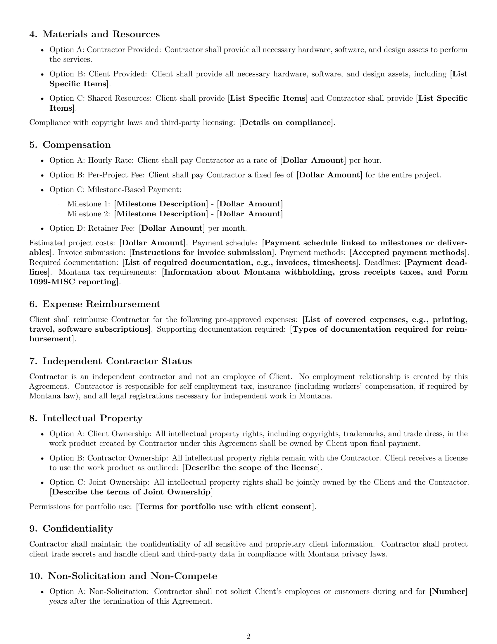 Preview page 2 of Free Montana design independent contractor agreement template