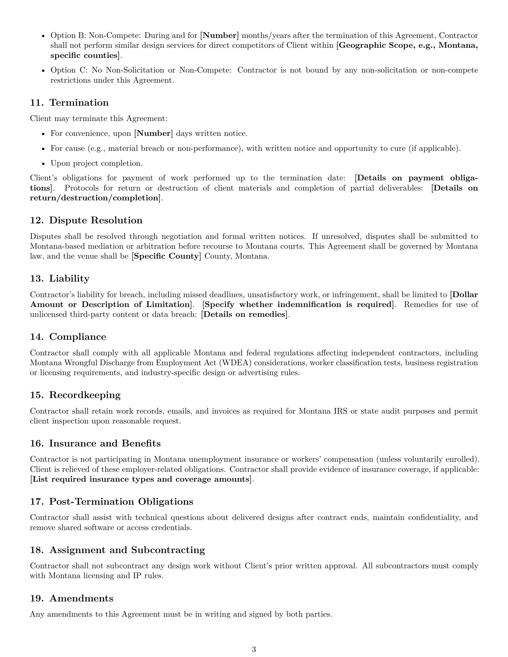 Preview page 3 of Free Montana design independent contractor agreement template