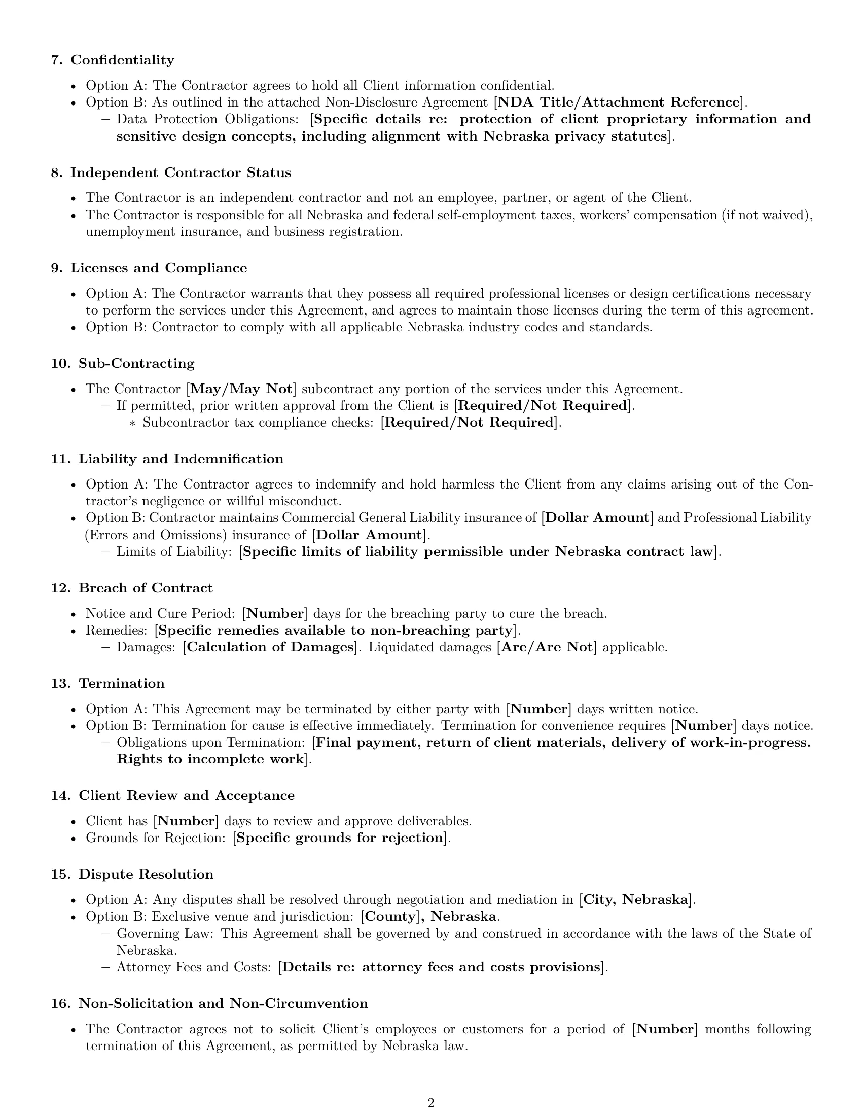 Preview page 2 of Free Nebraska design independent contractor agreement template