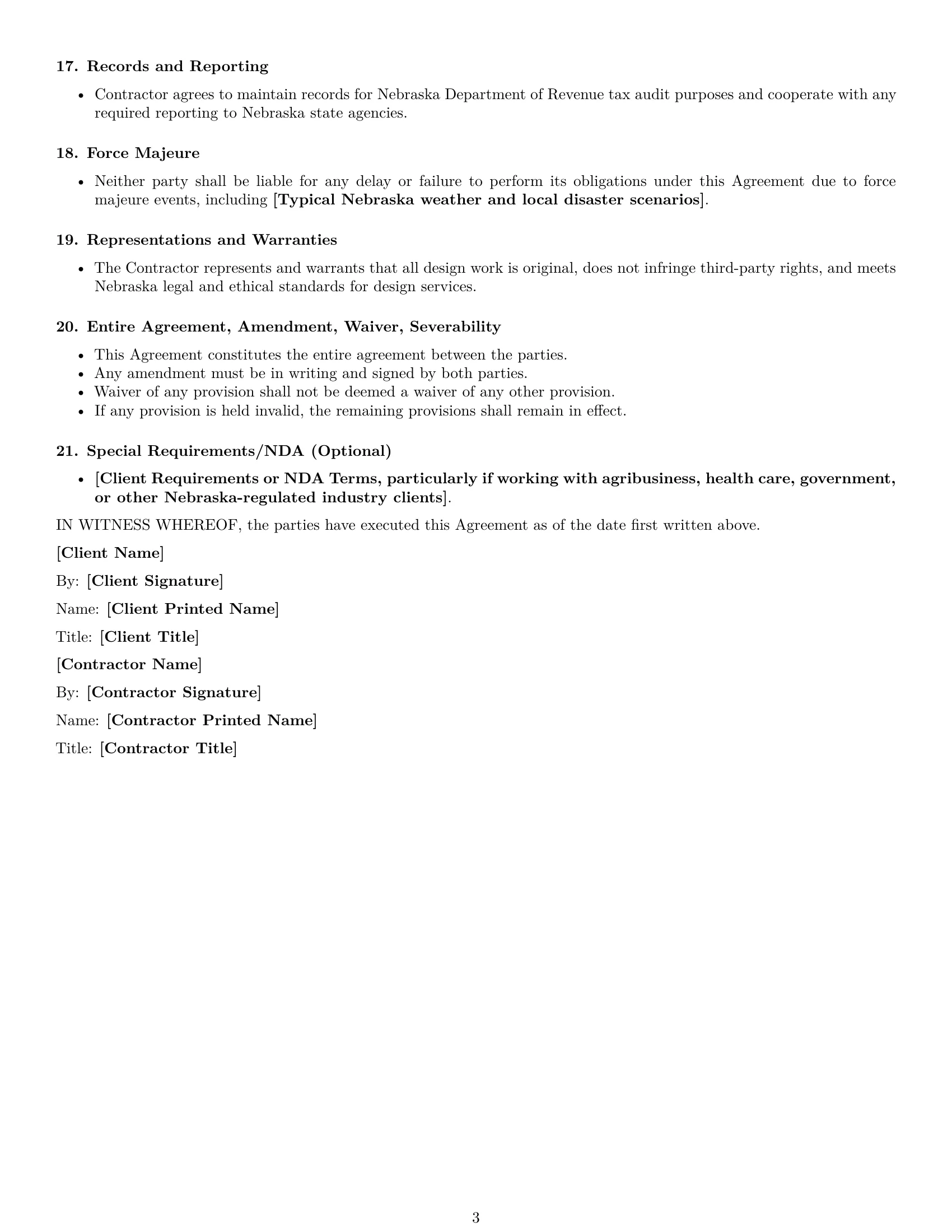 Preview page 3 of Free Nebraska design independent contractor agreement template