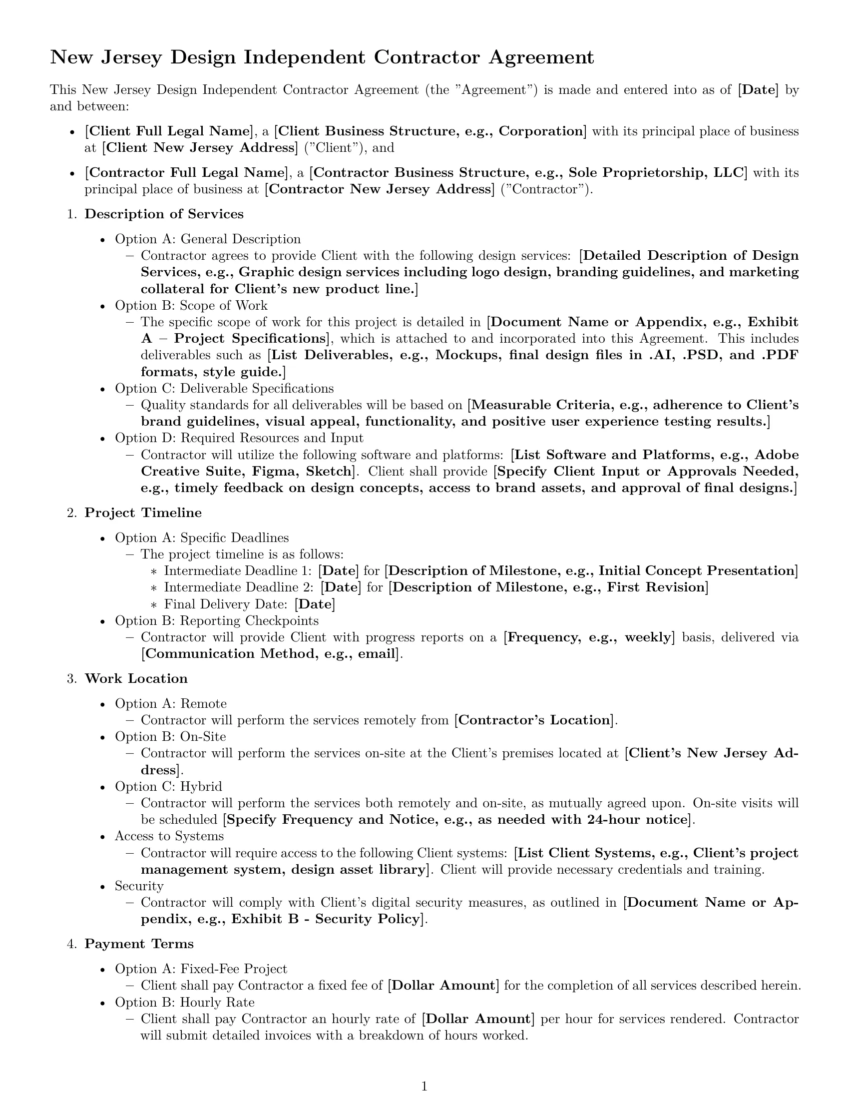 Preview page 1 of Free New Jersey design independent contractor agreement template