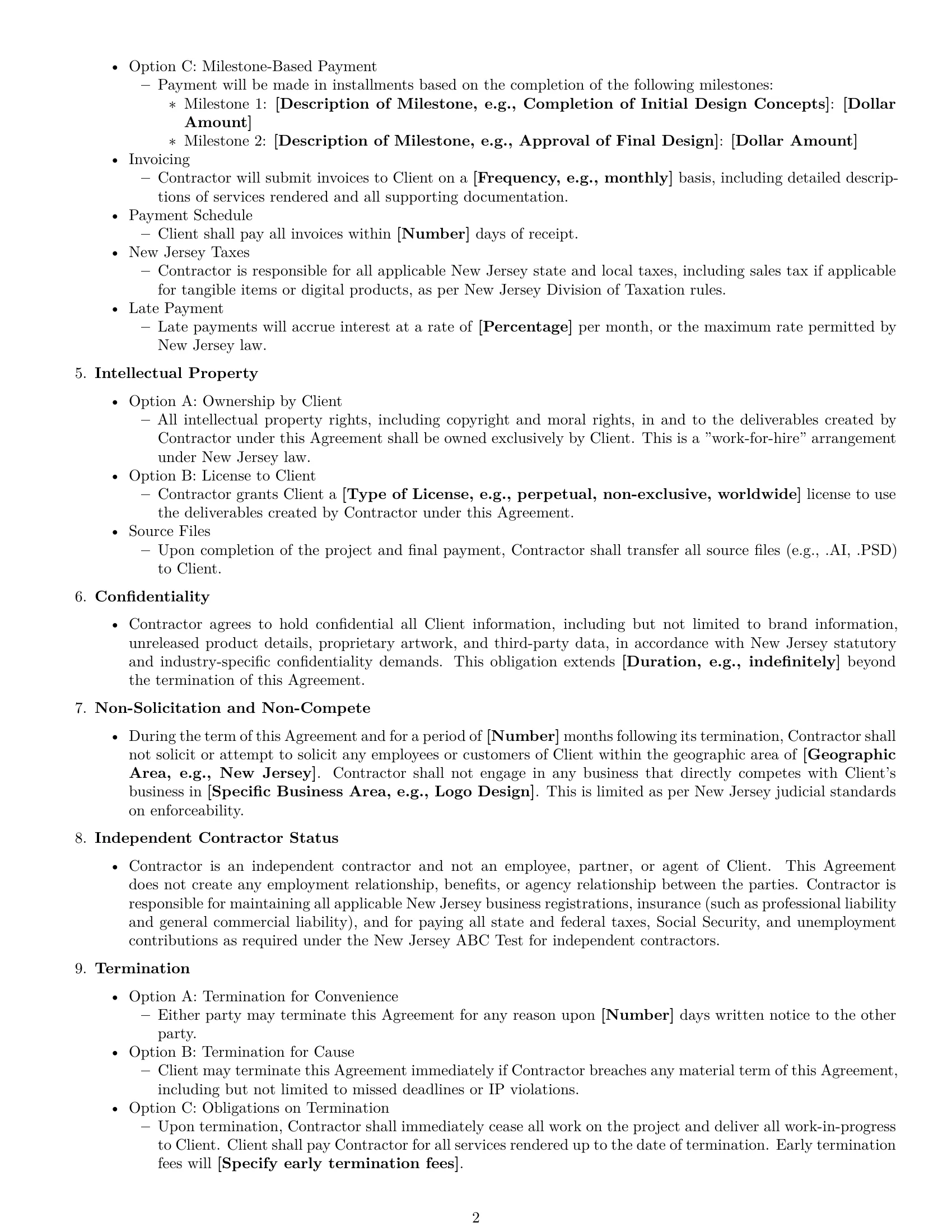 Preview page 2 of Free New Jersey design independent contractor agreement template