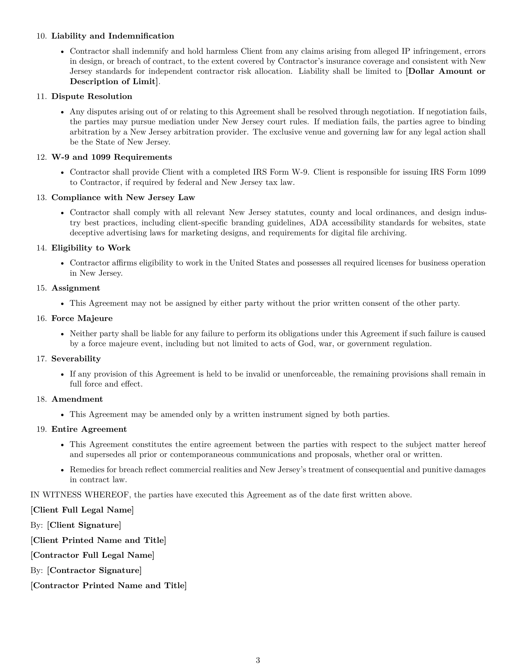 Preview page 3 of Free New Jersey design independent contractor agreement template