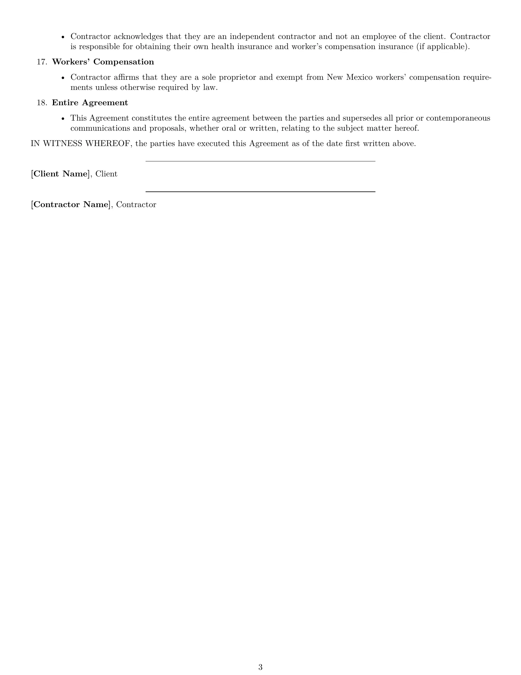 Preview page 3 of Free New Mexico design independent contractor agreement template