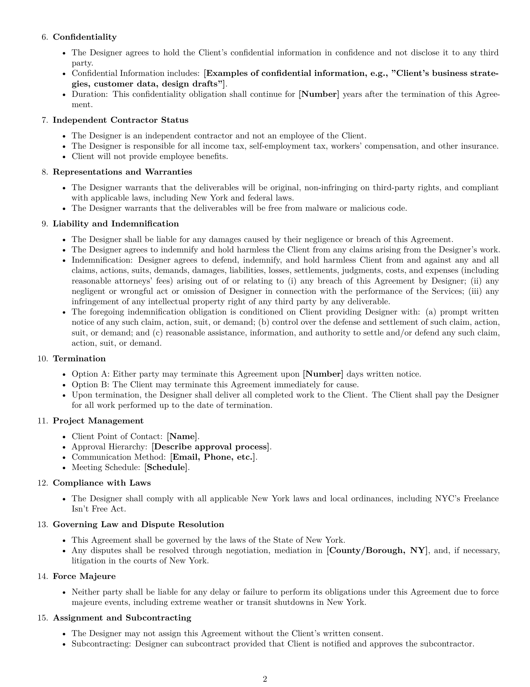 Preview page 2 of Free New York design independent contractor agreement template
