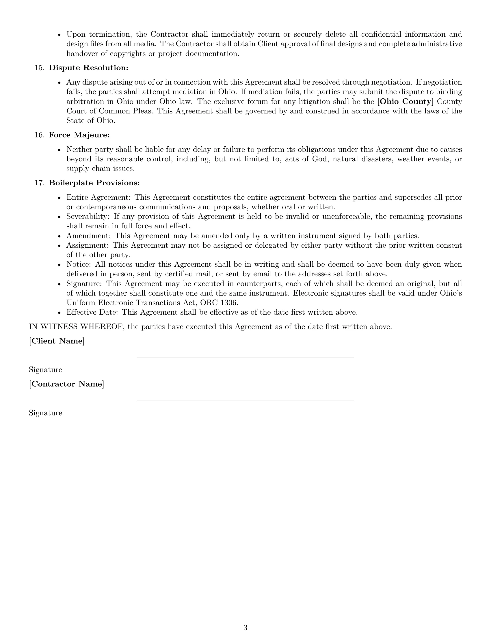 Preview page 3 of Free Ohio design independent contractor agreement template