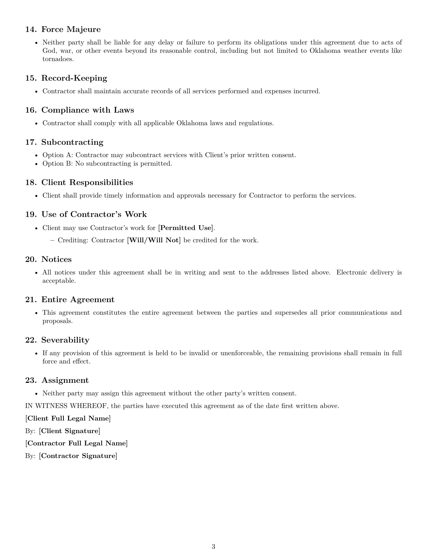 Preview page 3 of Free Oklahoma design independent contractor agreement template