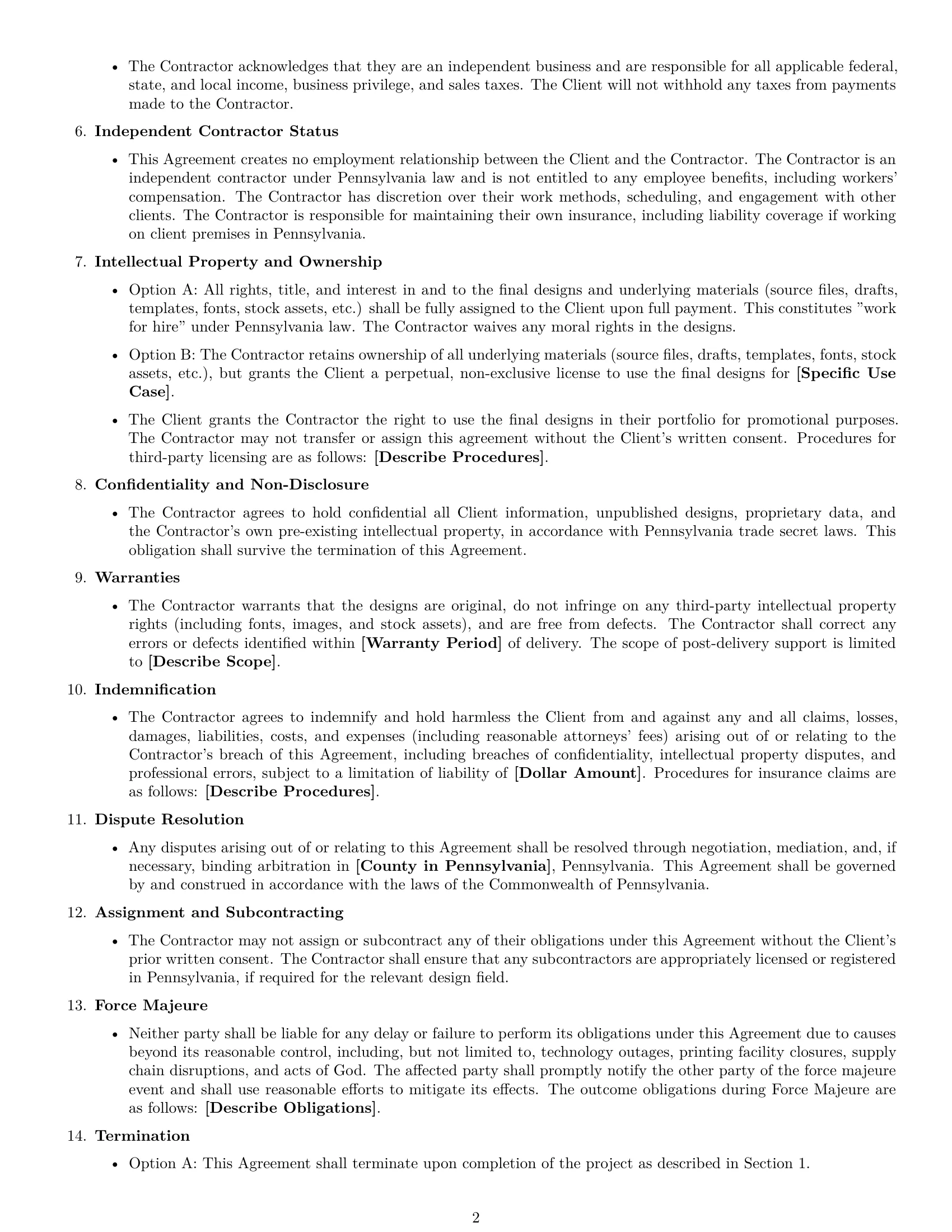 Preview page 2 of Free Pennsylvania design independent contractor agreement template