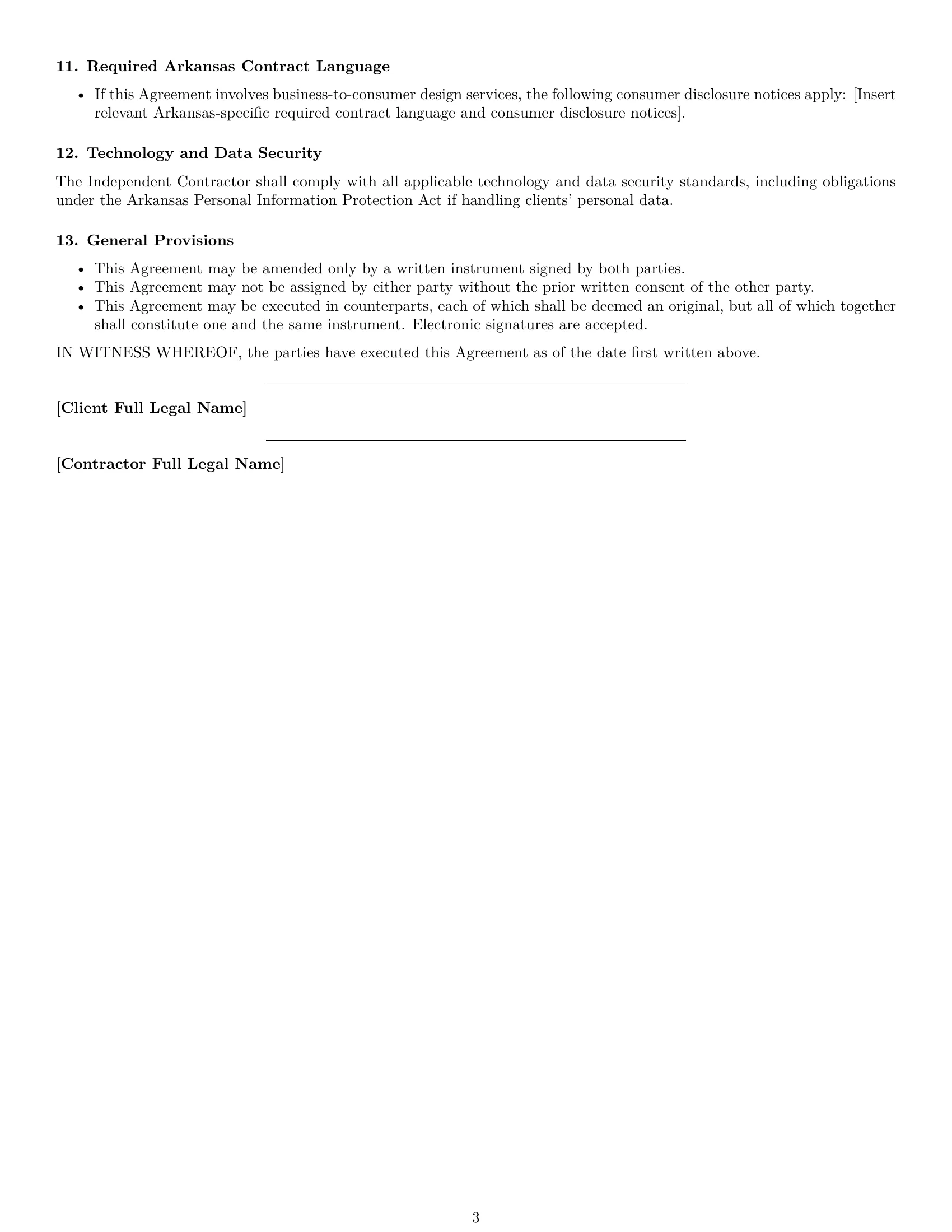 Preview page 3 of Free Arkansas design independent contractor agreement template