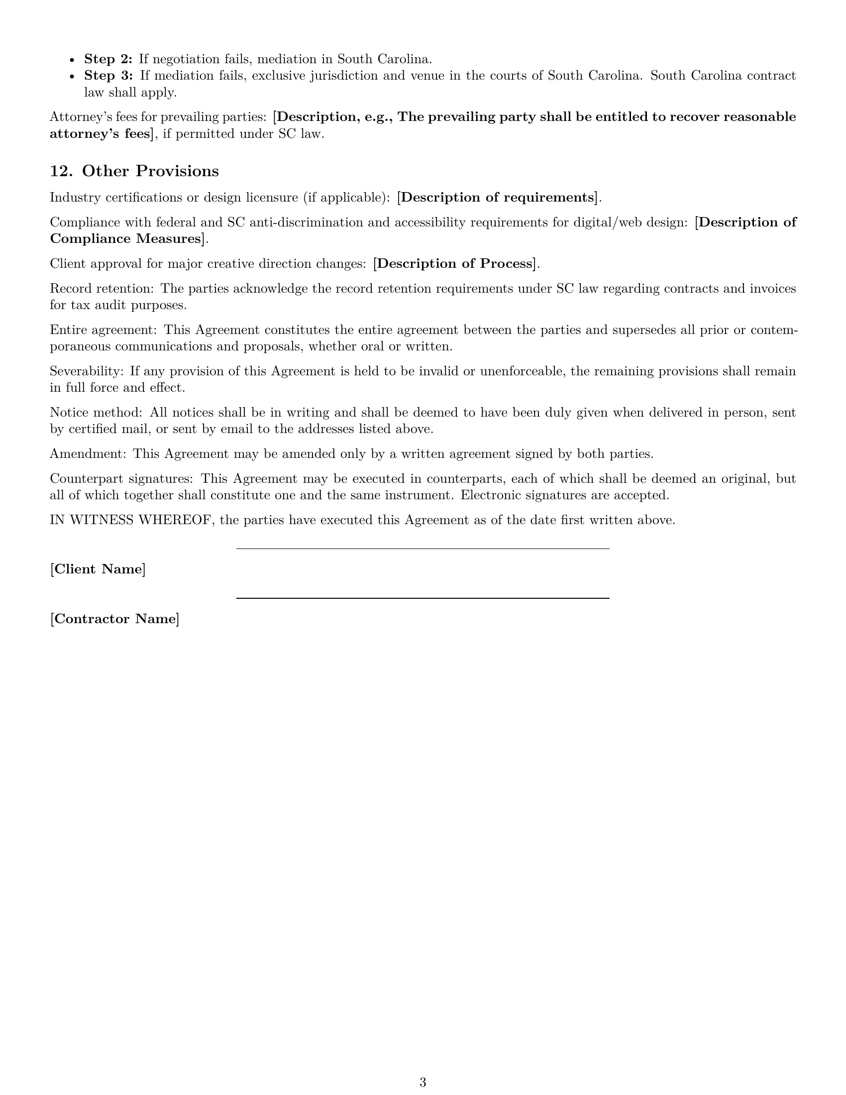 Preview page 3 of Free South Carolina design independent contractor agreement template