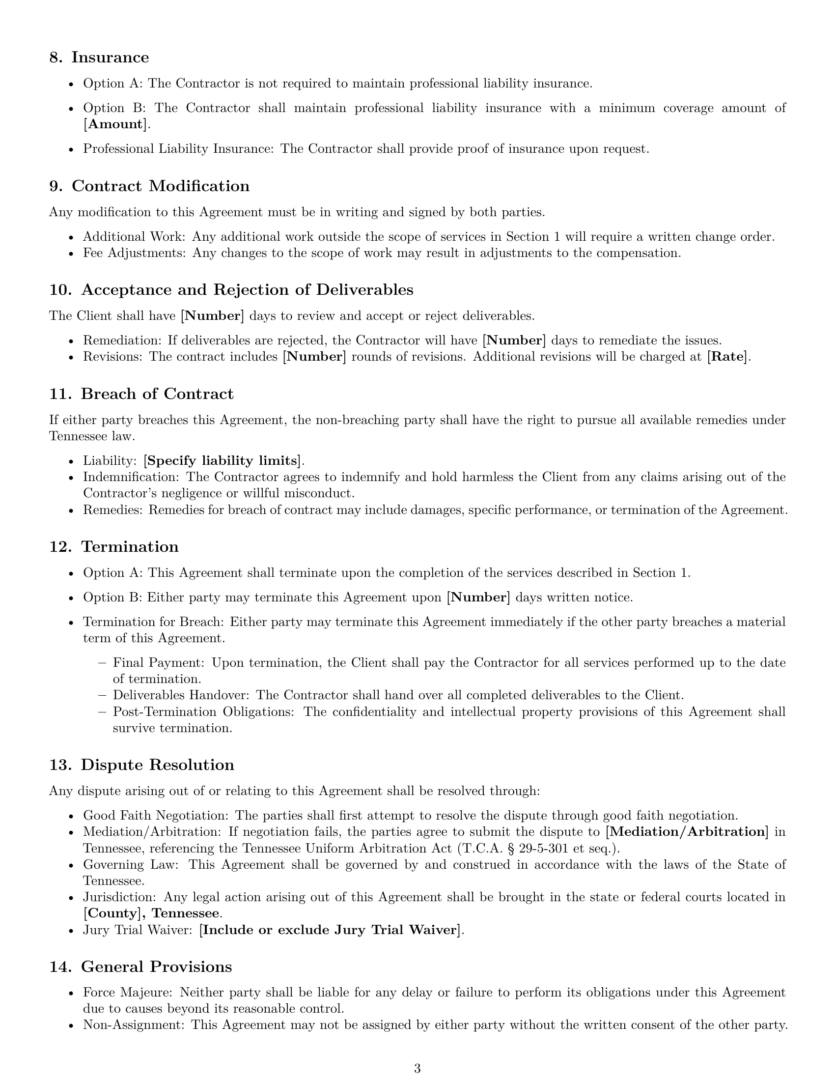 Preview page 3 of Free Tennessee design independent contractor agreement template