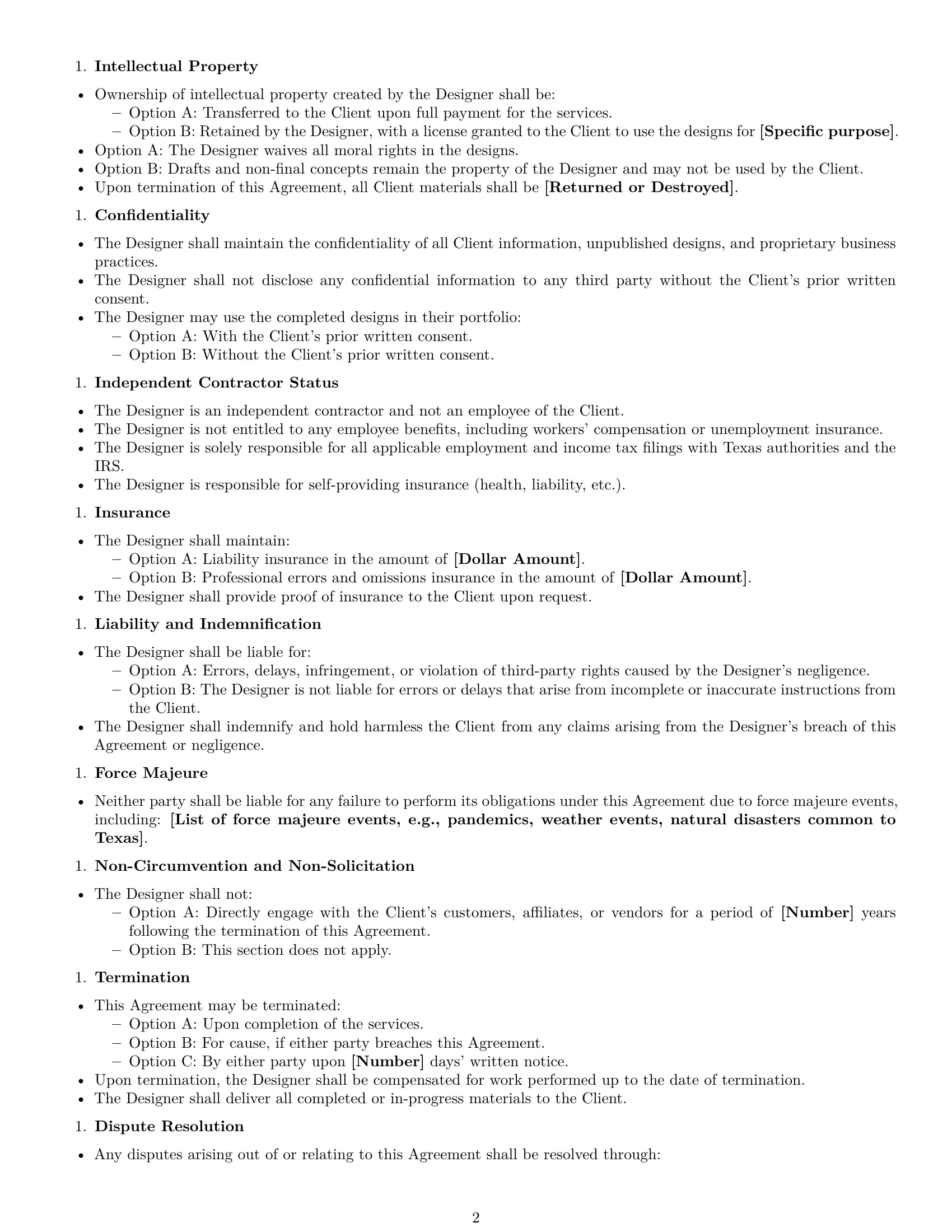 Preview page 2 of Free Texas design independent contractor agreement template