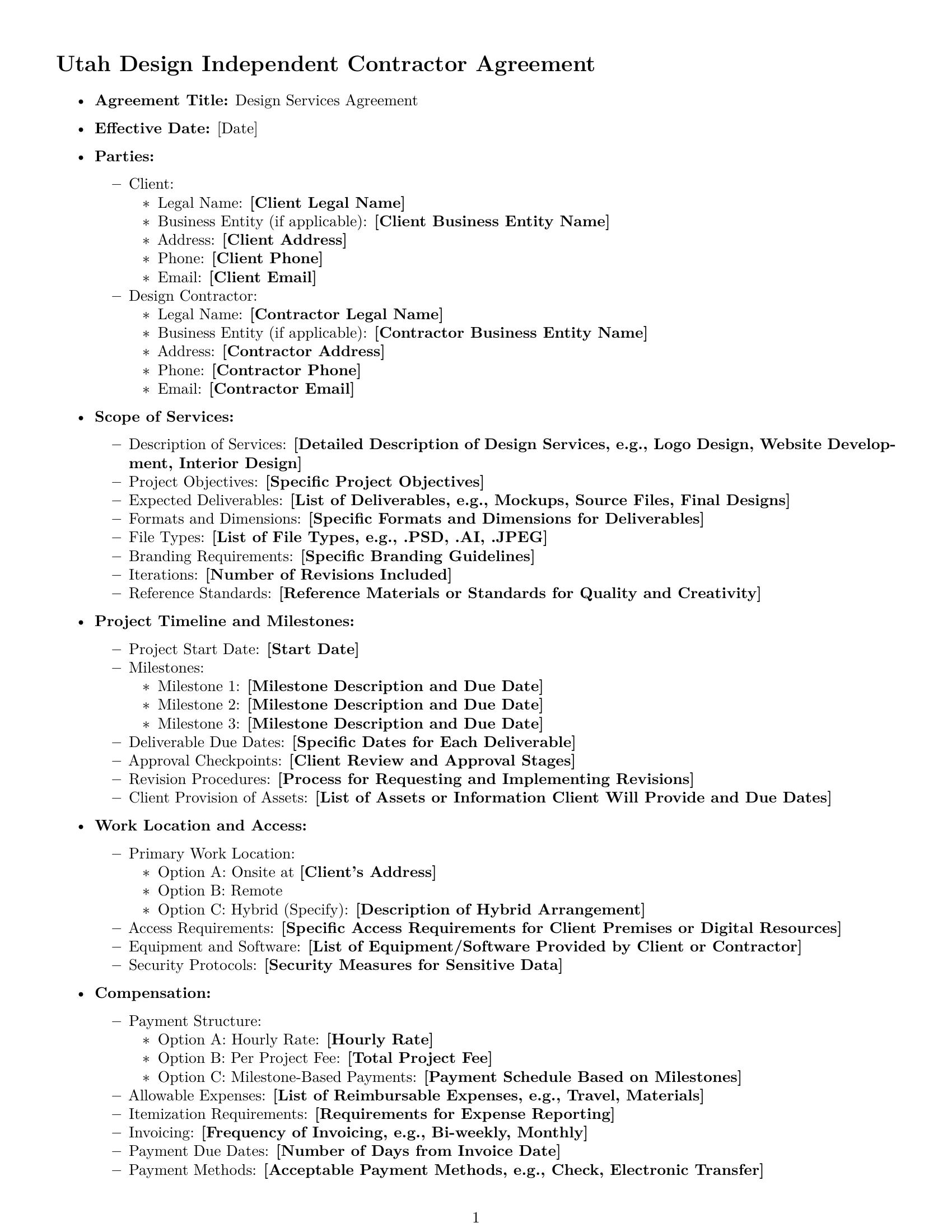 Preview page 1 of Free Utah design independent contractor agreement template