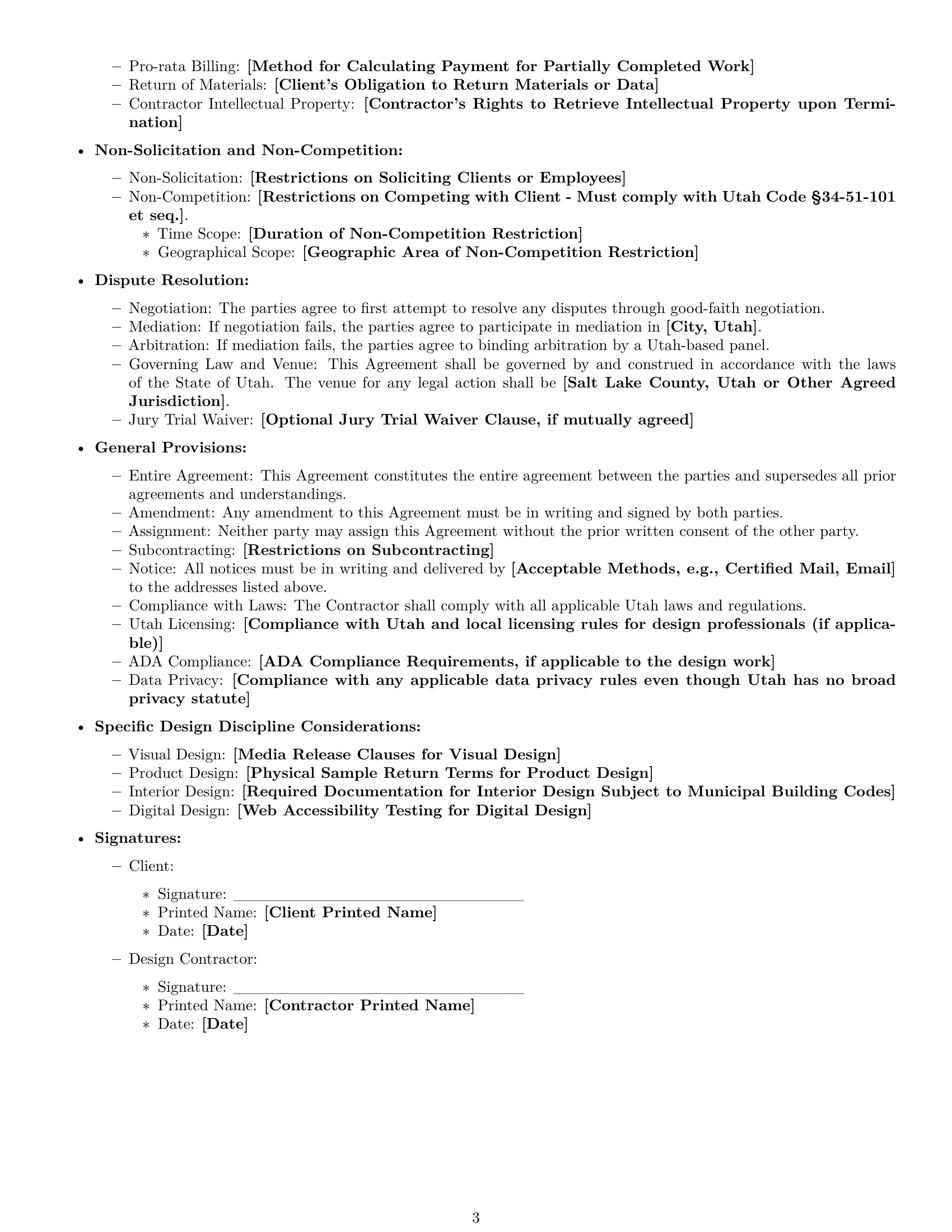 Preview page 3 of Free Utah design independent contractor agreement template