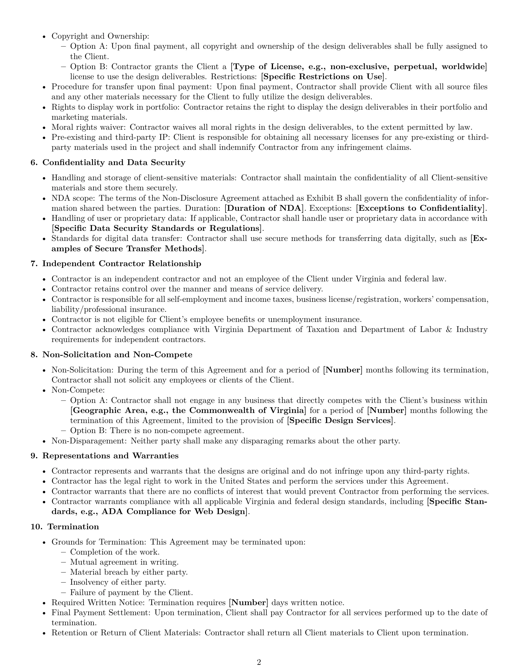 Preview page 2 of Free Virginia design independent contractor agreement template