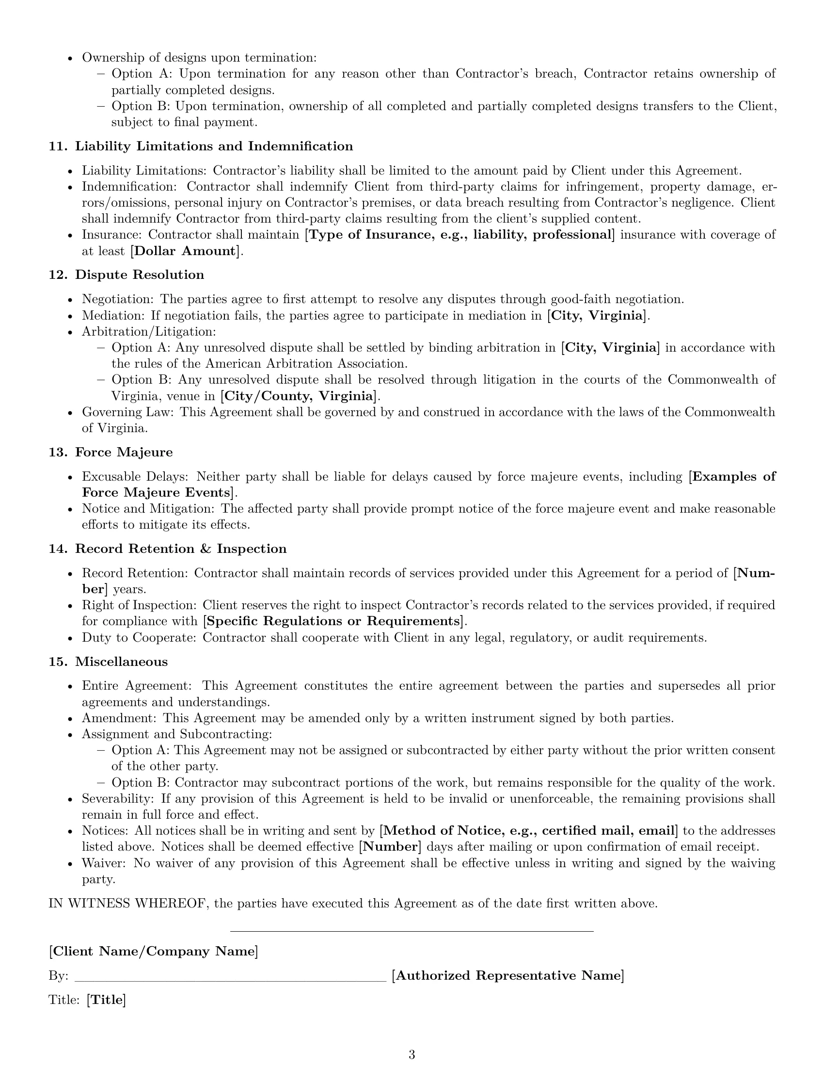 Preview page 3 of Free Virginia design independent contractor agreement template