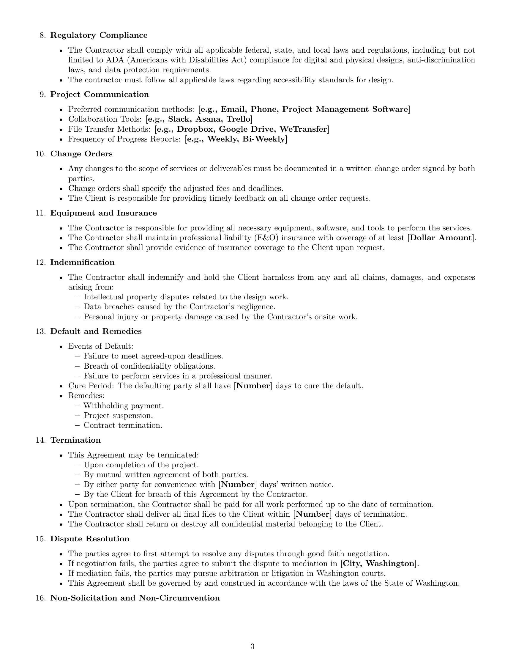 Preview page 3 of Free Washington design independent contractor agreement template