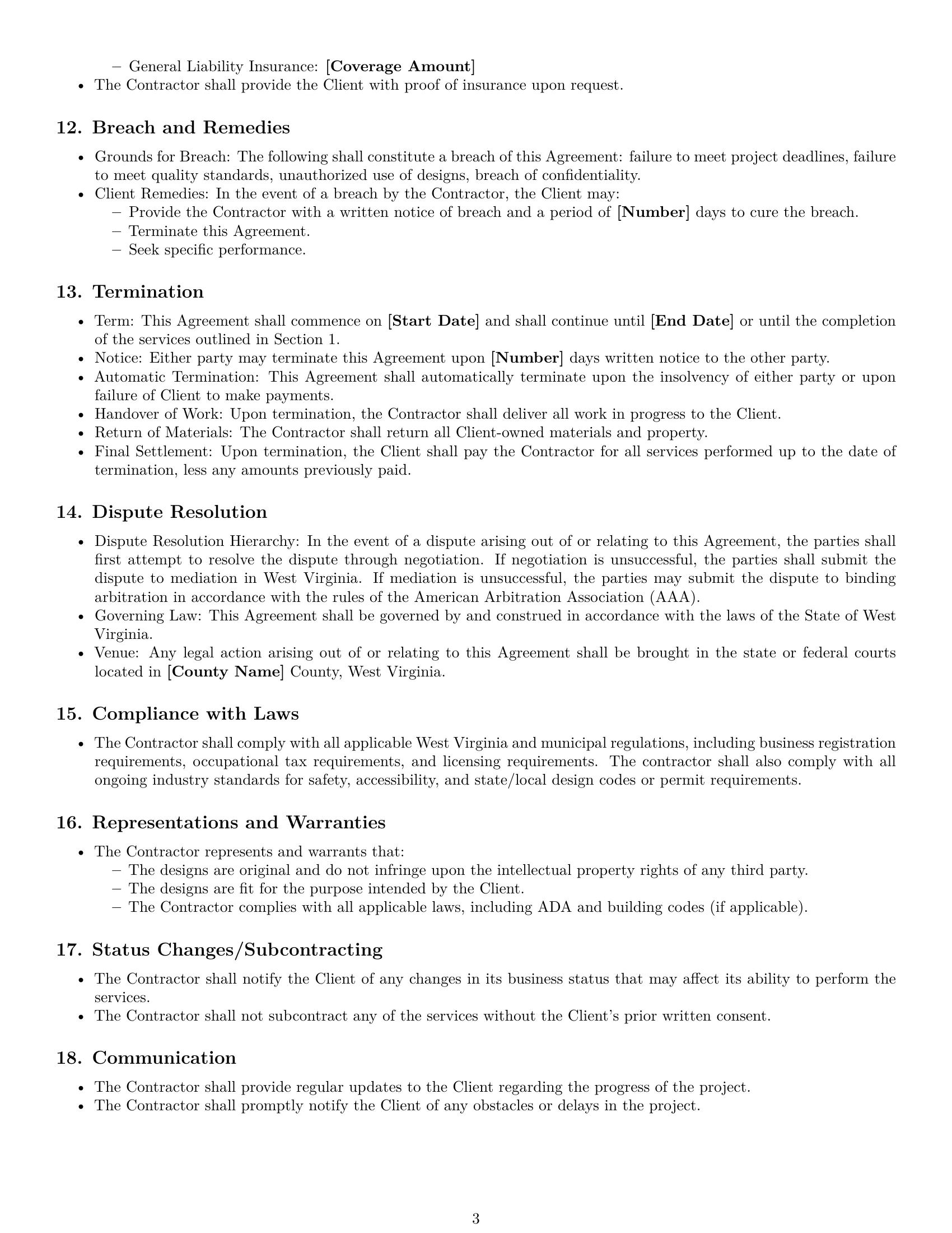 Preview page 3 of Free West Virginia design independent contractor agreement template
