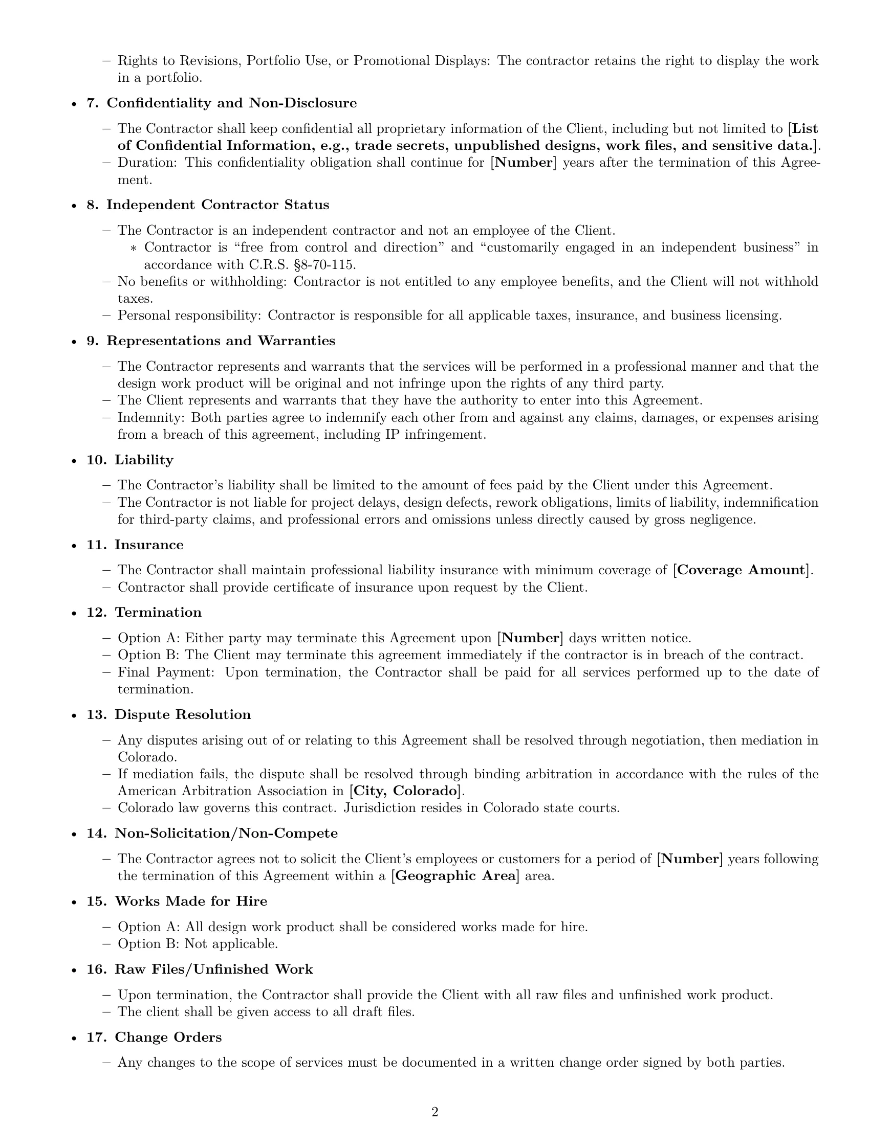 Preview page 2 of Free Colorado design independent contractor agreement template