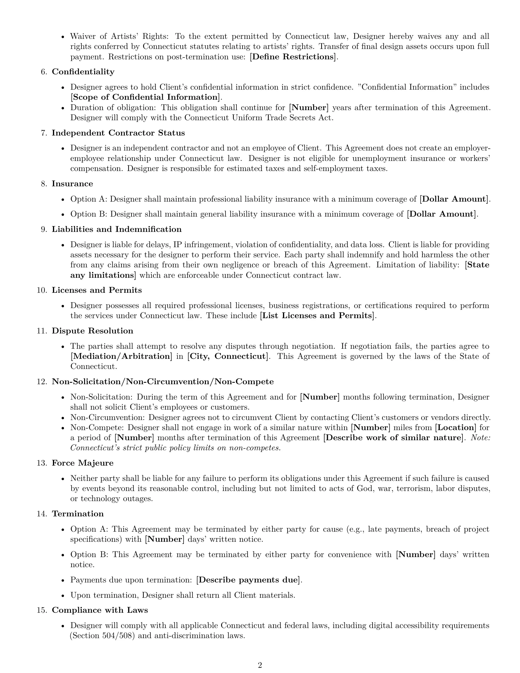 Preview page 2 of Free Connecticut design independent contractor agreement template