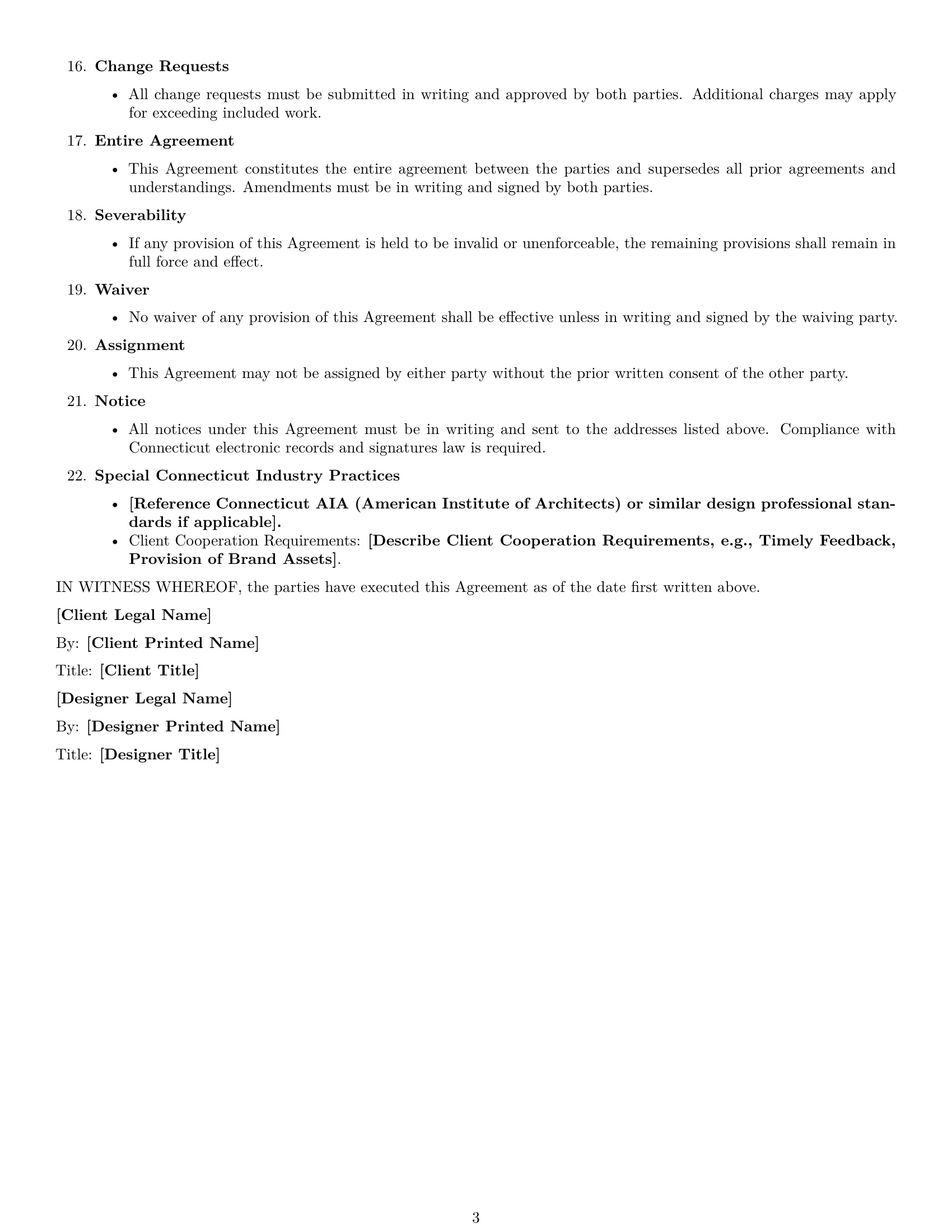 Preview page 3 of Free Connecticut design independent contractor agreement template