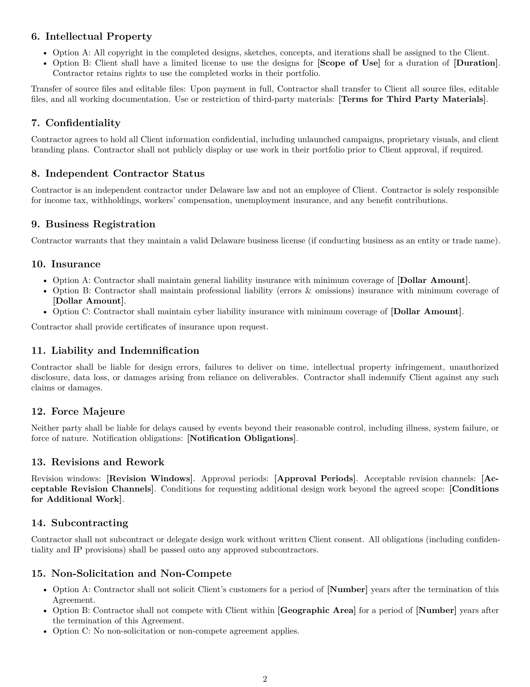 Preview page 2 of Free Delaware design independent contractor agreement template