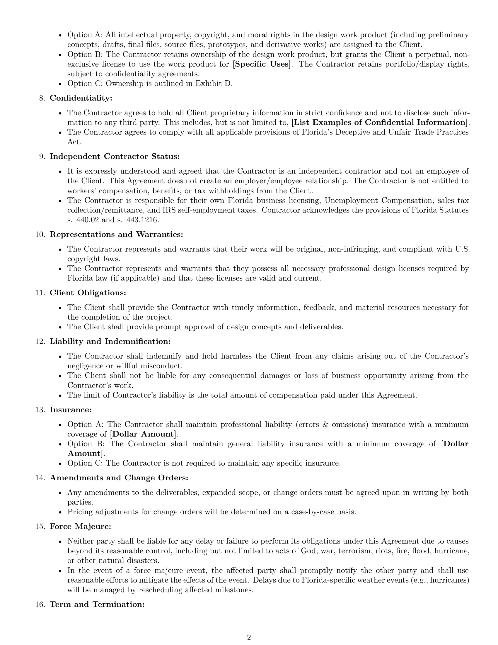 Preview page 2 of Free Florida design independent contractor agreement template