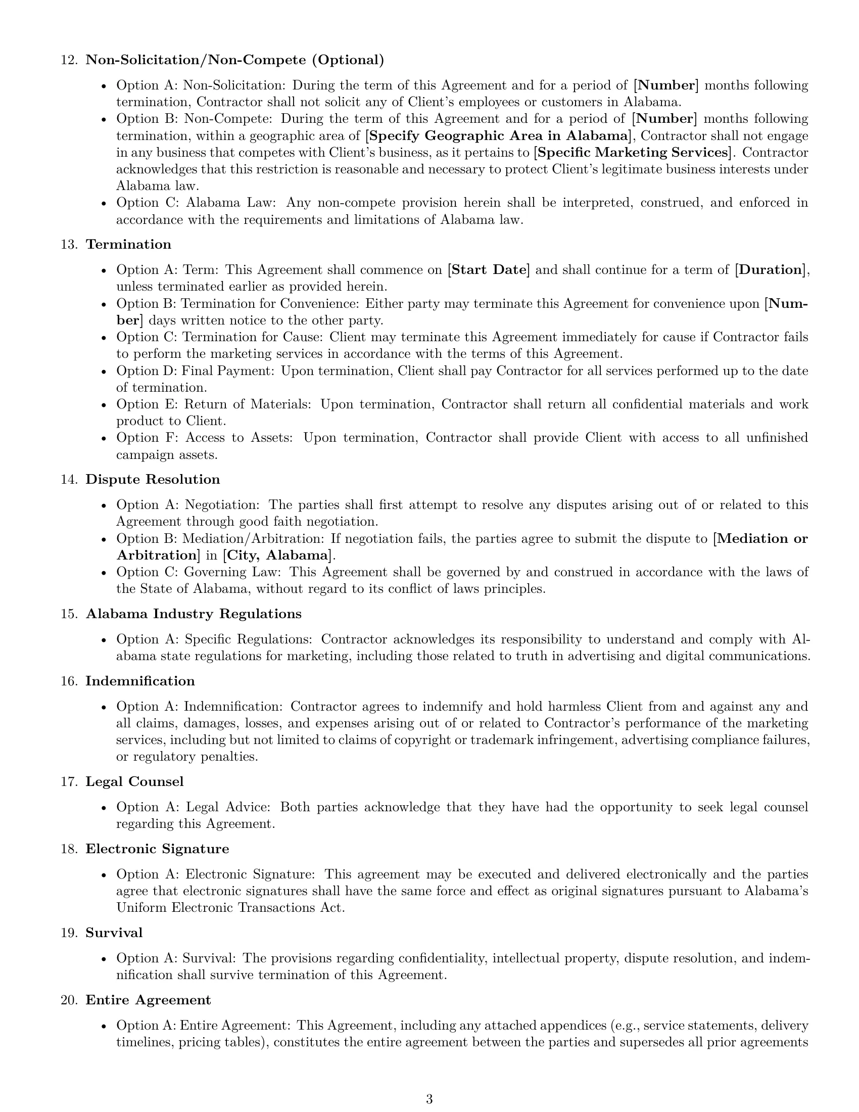 Preview page 3 of Free Alabama marketing independent contractor agreement template