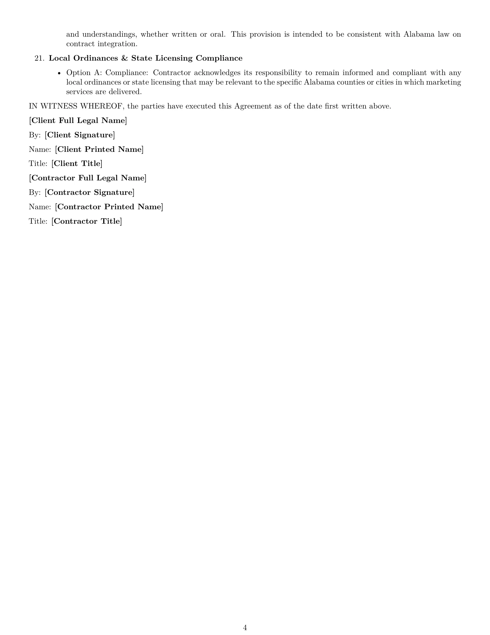 Preview page 4 of Free Alabama marketing independent contractor agreement template