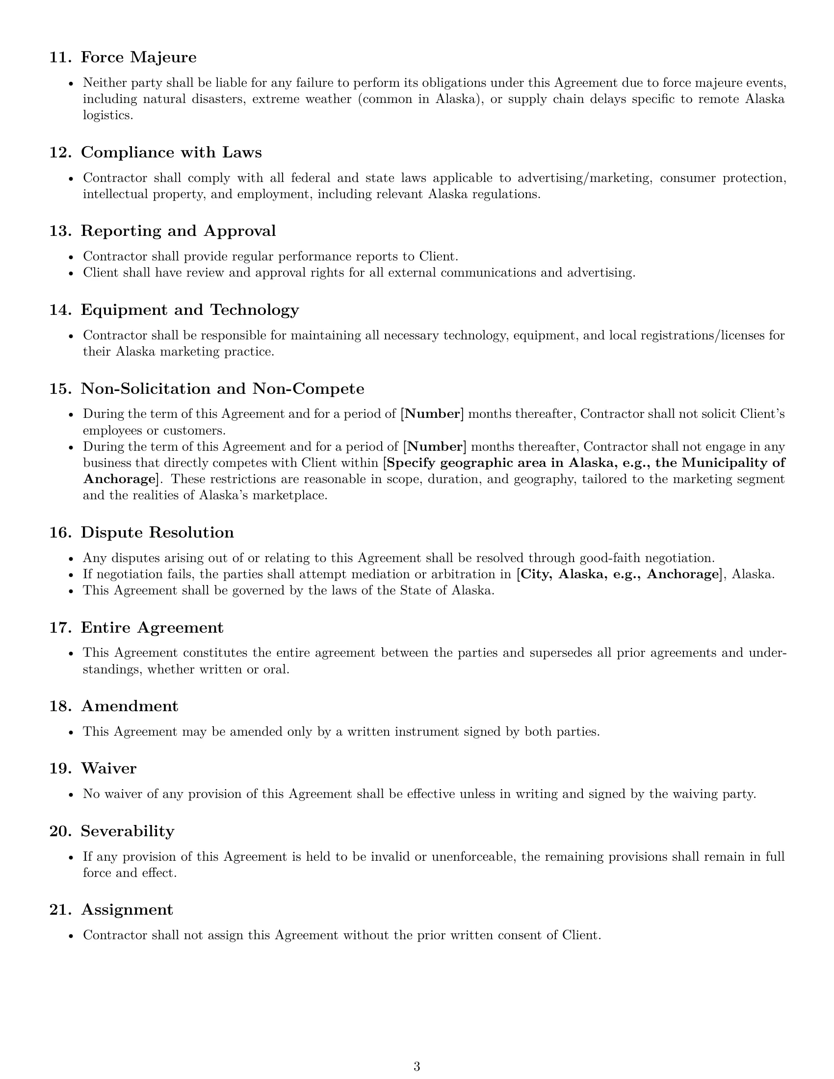 Preview page 3 of Free Alaska marketing independent contractor agreement template