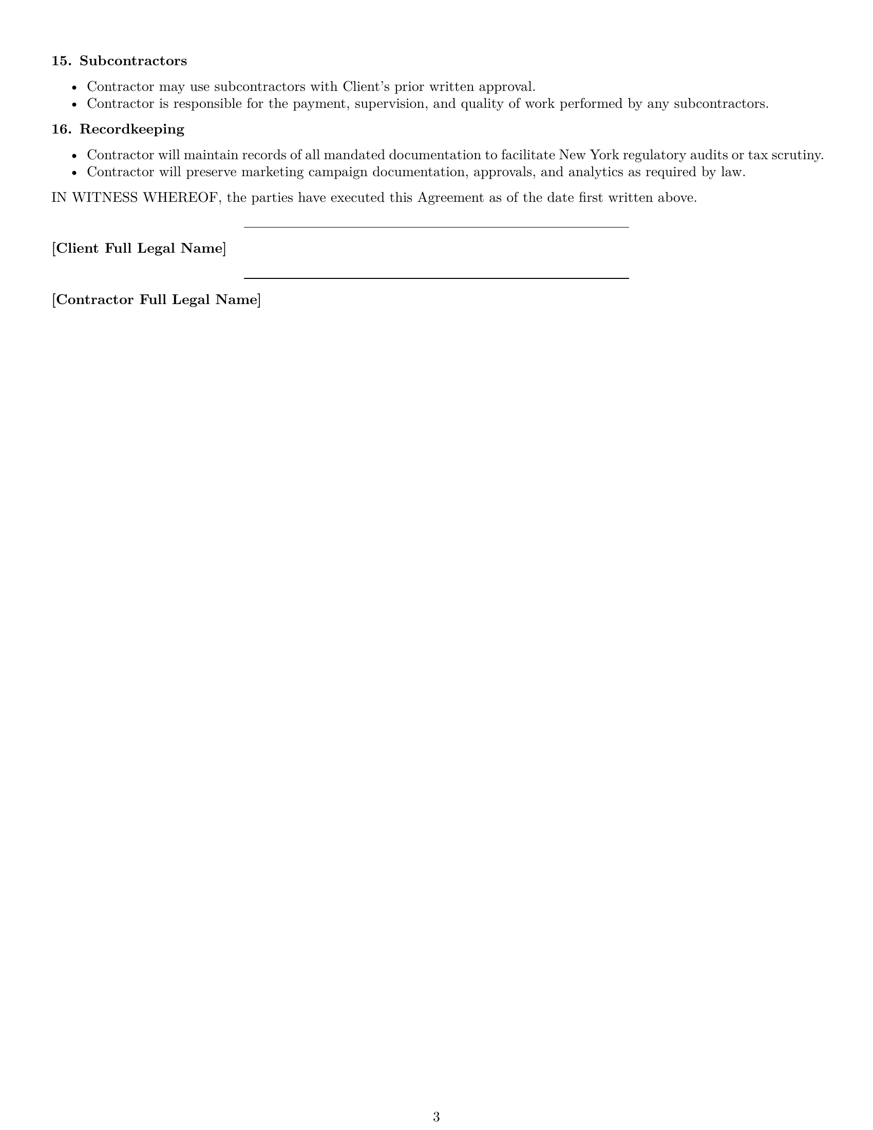 Preview page 3 of Free New York marketing independent contractor agreement template