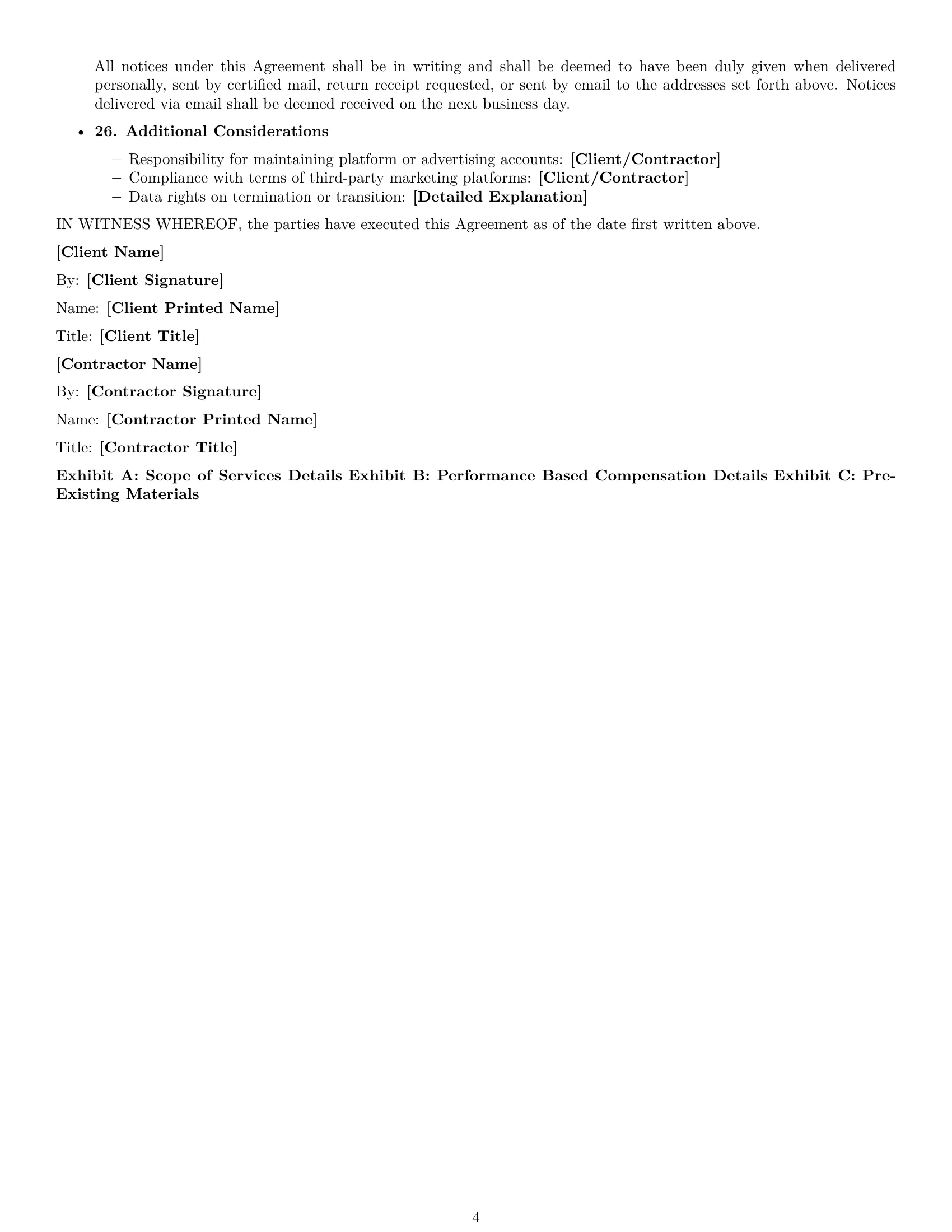 Preview page 4 of Free North Carolina marketing independent contractor agreement template