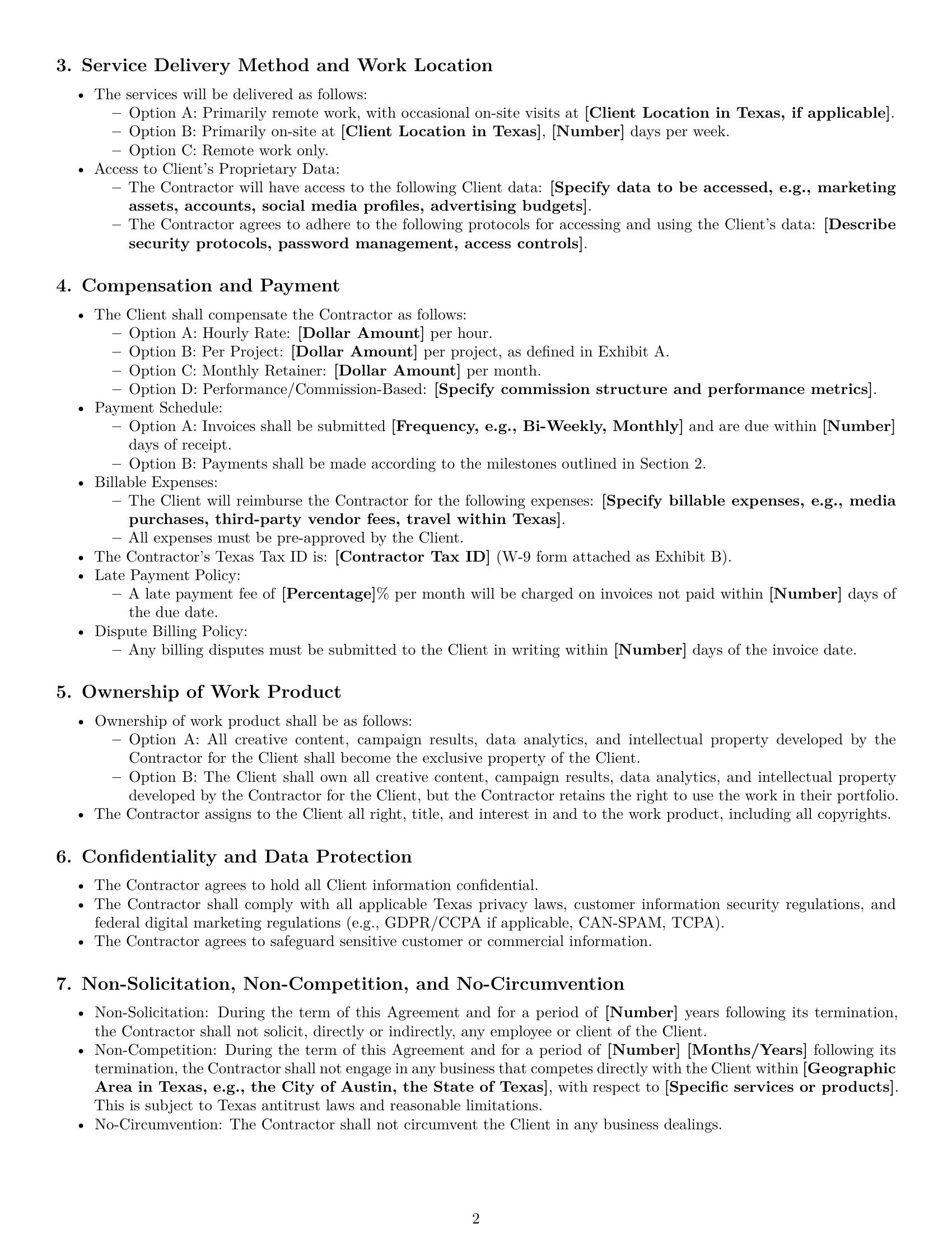 Preview page 2 of Free Texas marketing independent contractor agreement template
