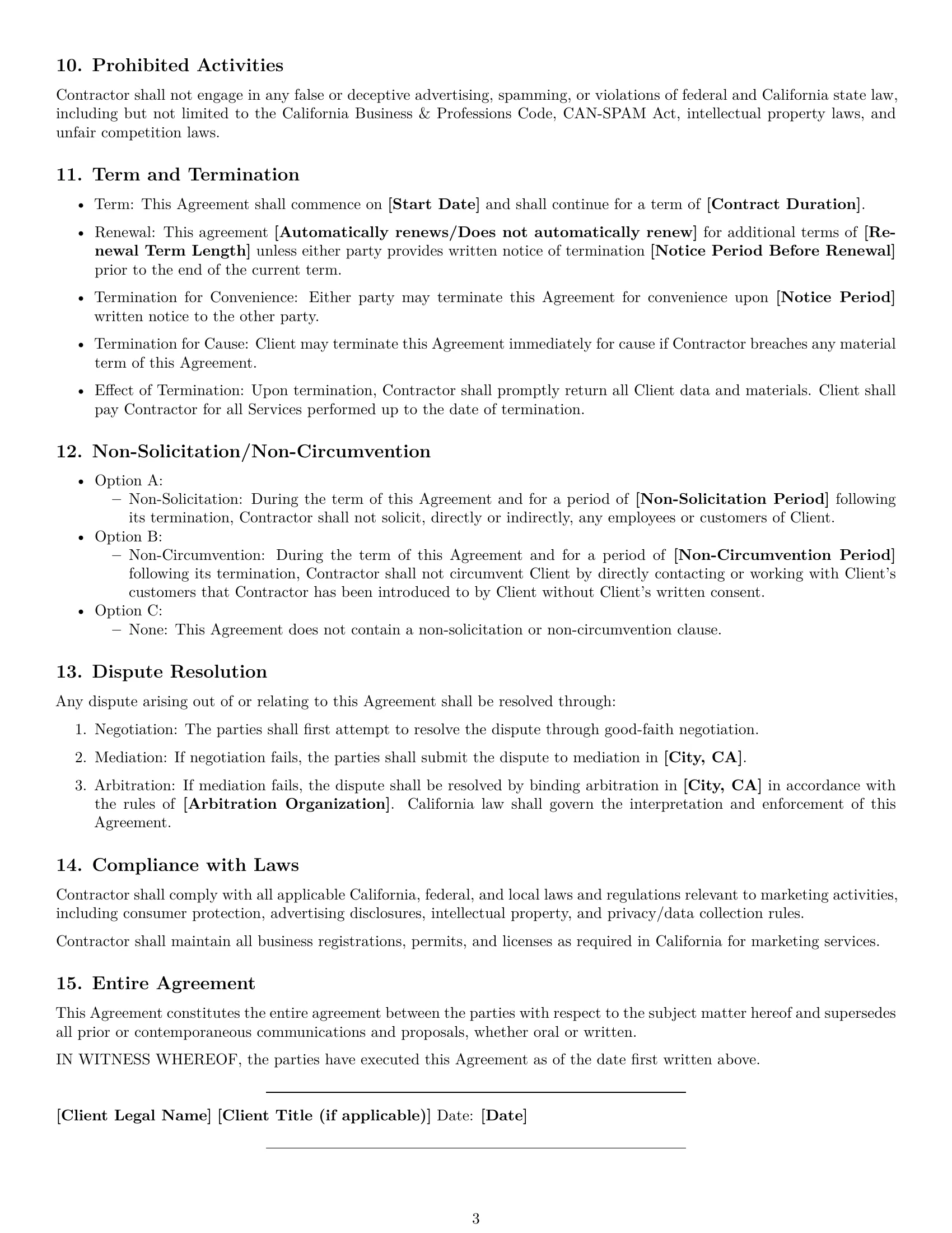 Preview page 3 of Free California marketing independent contractor agreement template