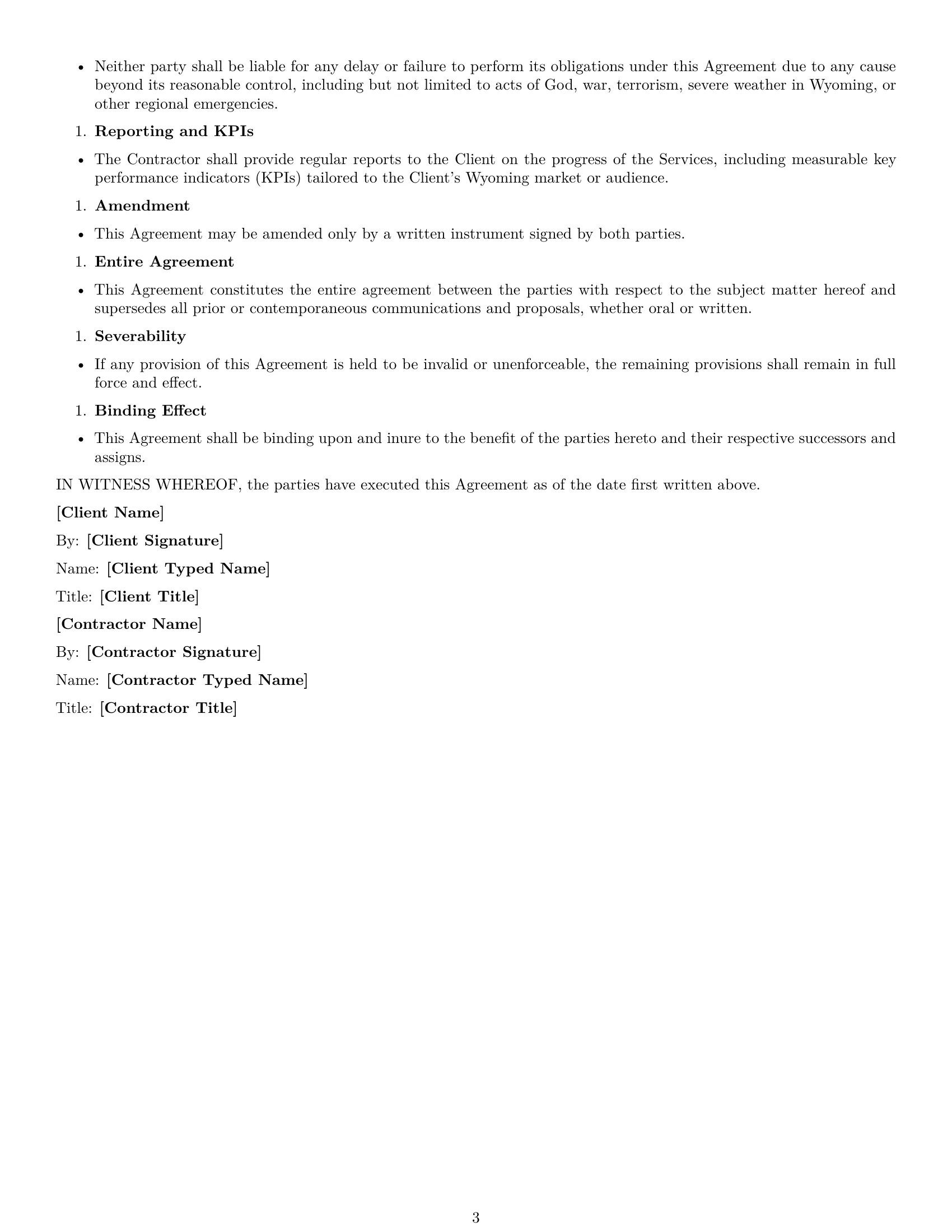 Preview page 3 of Free Wyoming marketing independent contractor agreement template