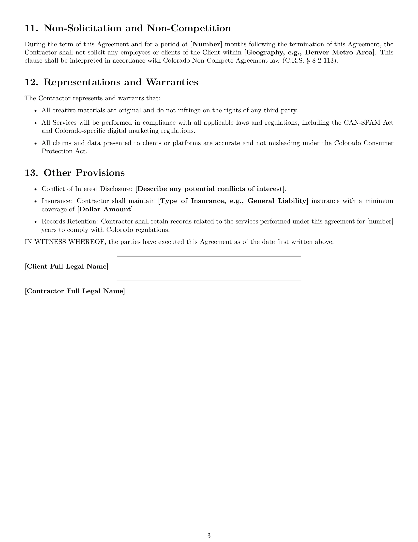 Preview page 3 of Free Colorado marketing independent contractor agreement template