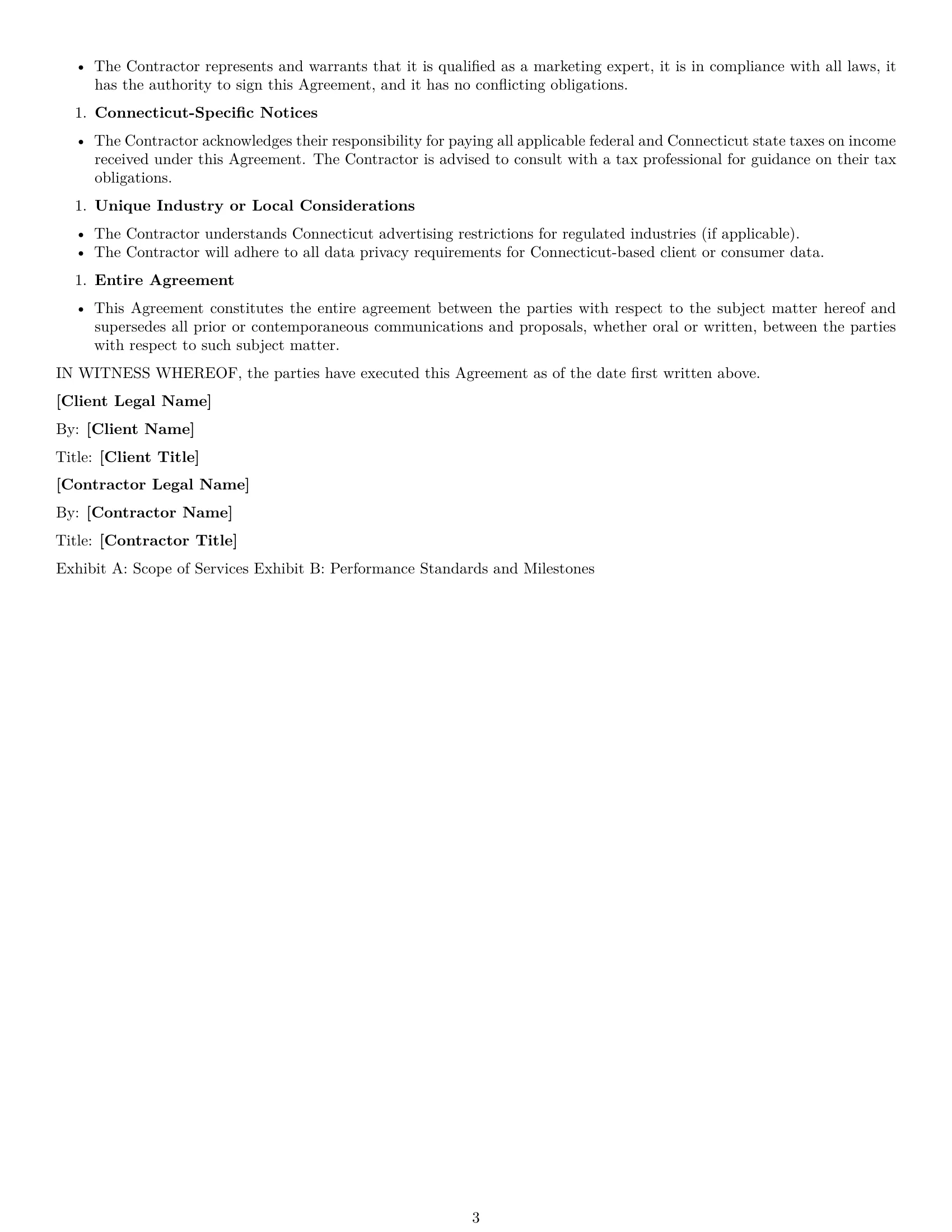 Preview page 3 of Free Connecticut marketing independent contractor agreement template