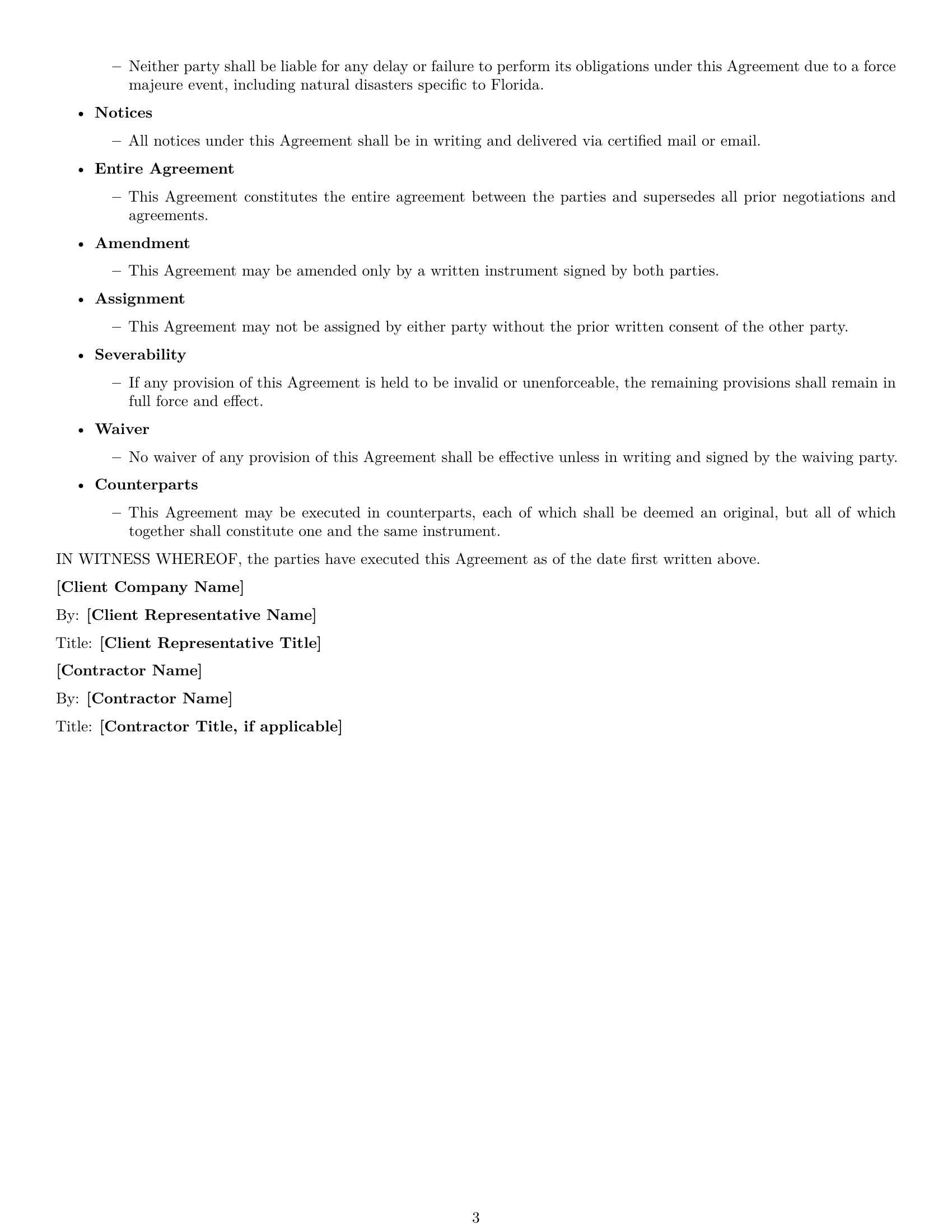 Preview page 3 of Free Florida marketing independent contractor agreement template