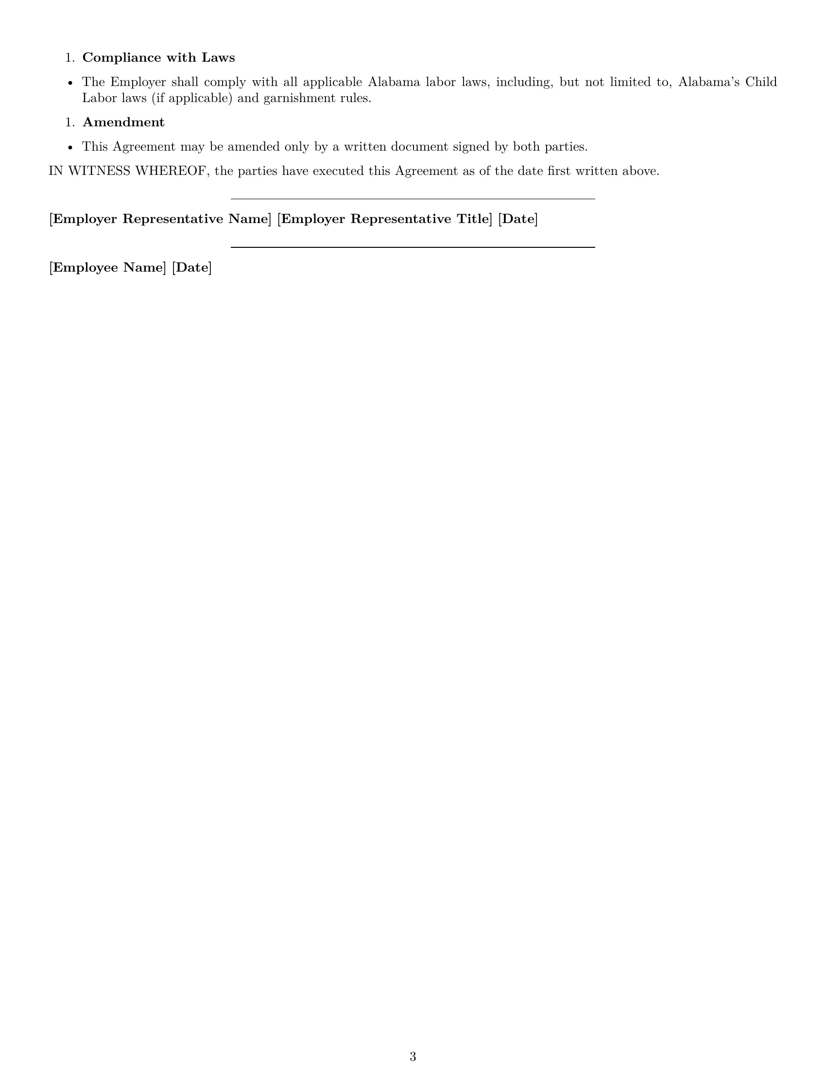 Preview page 3 of Free Alabama office assistant employment contract template